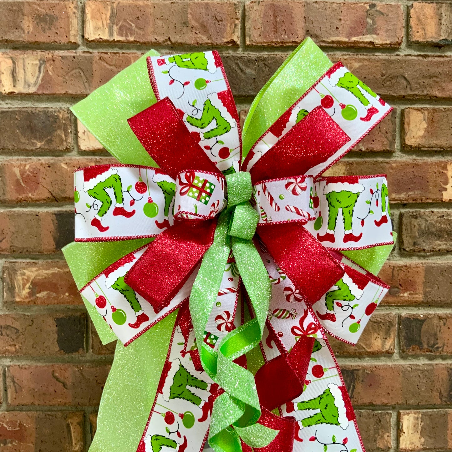 Christmas Bow for Lanterns, Grinch Bow, Christmas Mailbox Decor, Grinch Decor, Christmas Sconce Bow, Christmas Bow For Wreaths, 2025