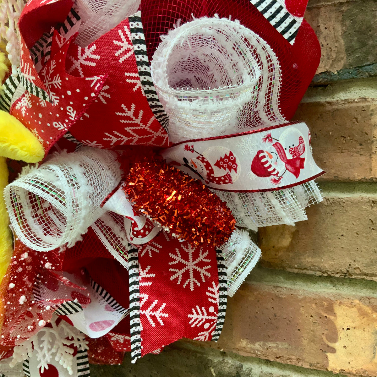 Snoopy Snowman Wreath - Warm Wishes Let It Snow Door Hanger | Red White Snowflake Christmas Decor 2026