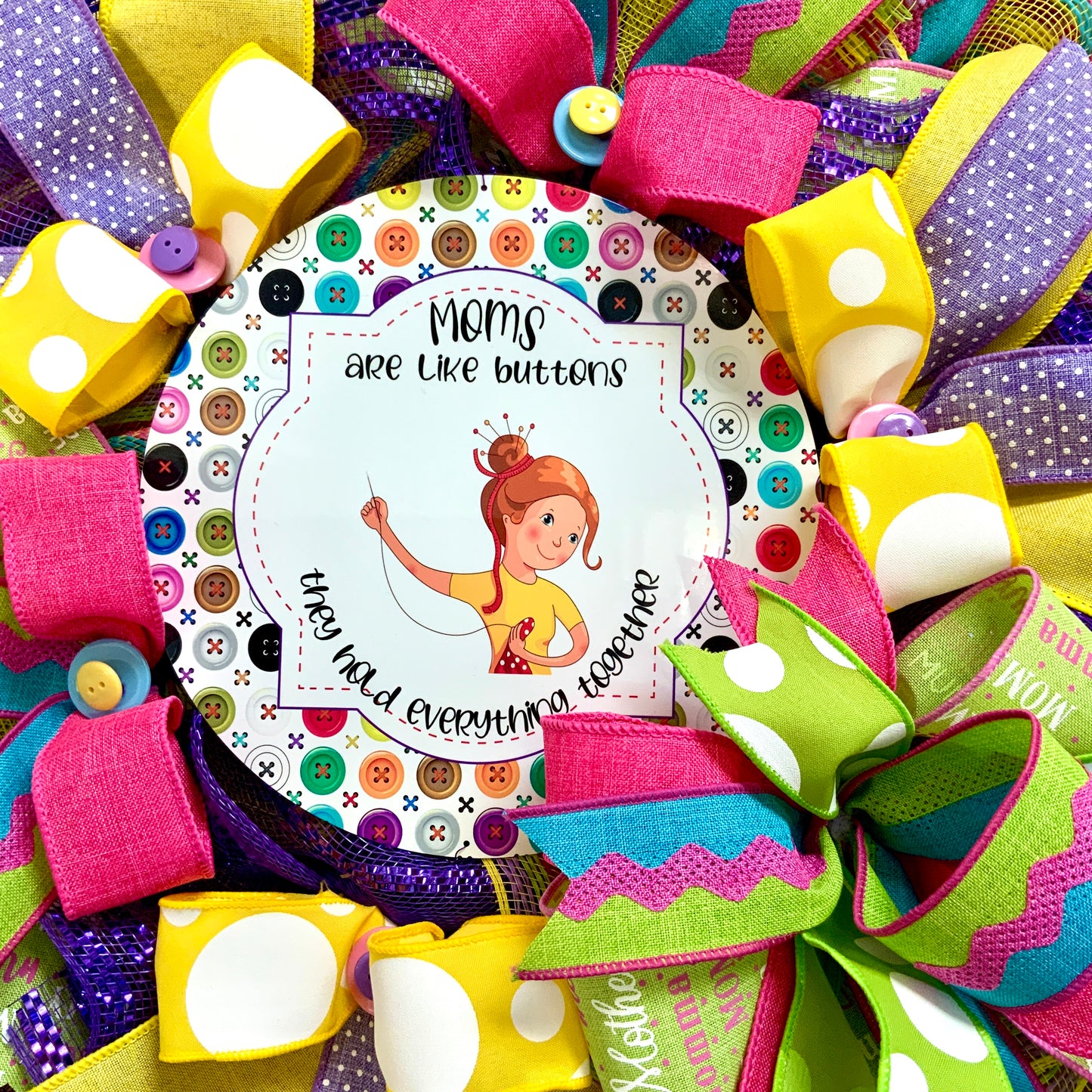 Moms Are Like Buttons They Hold Everything Together, Mom Wreath, Mom Home Wreath, Mom Birthday Gift