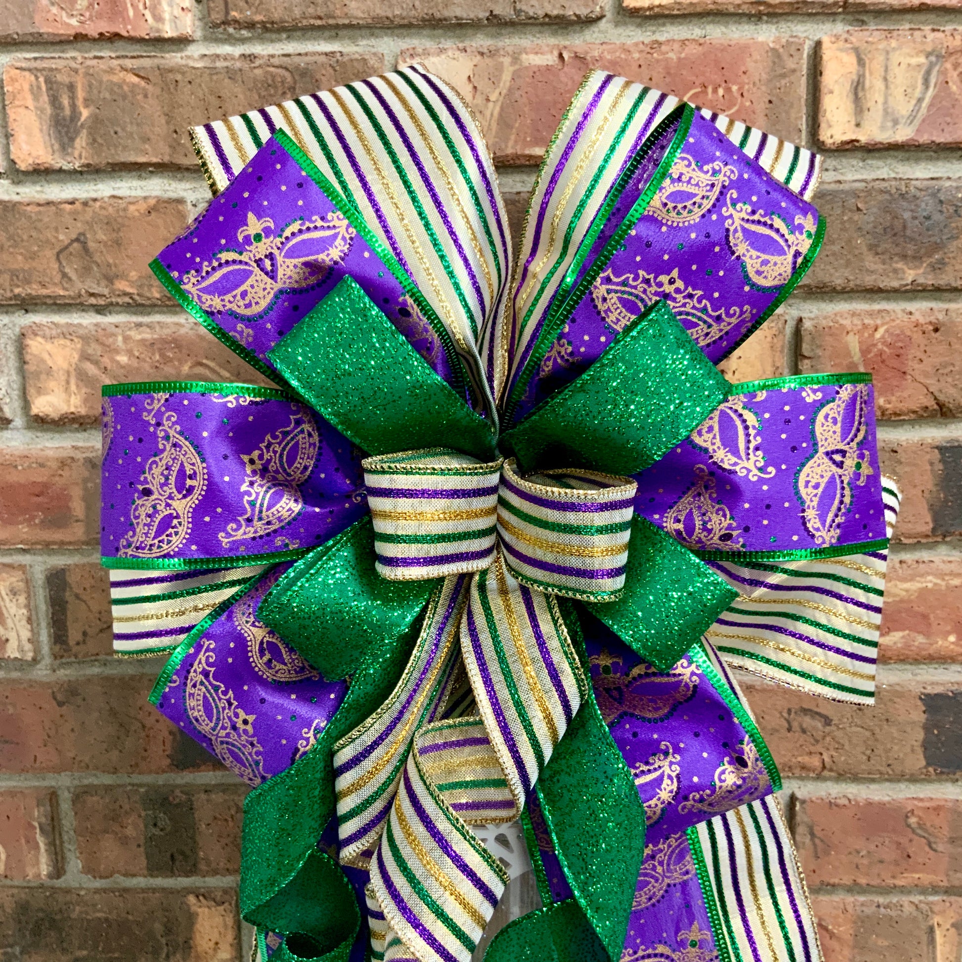 Mardi Gras Ribbon Bow Purple Green Gift Wrapping Flower - Temu