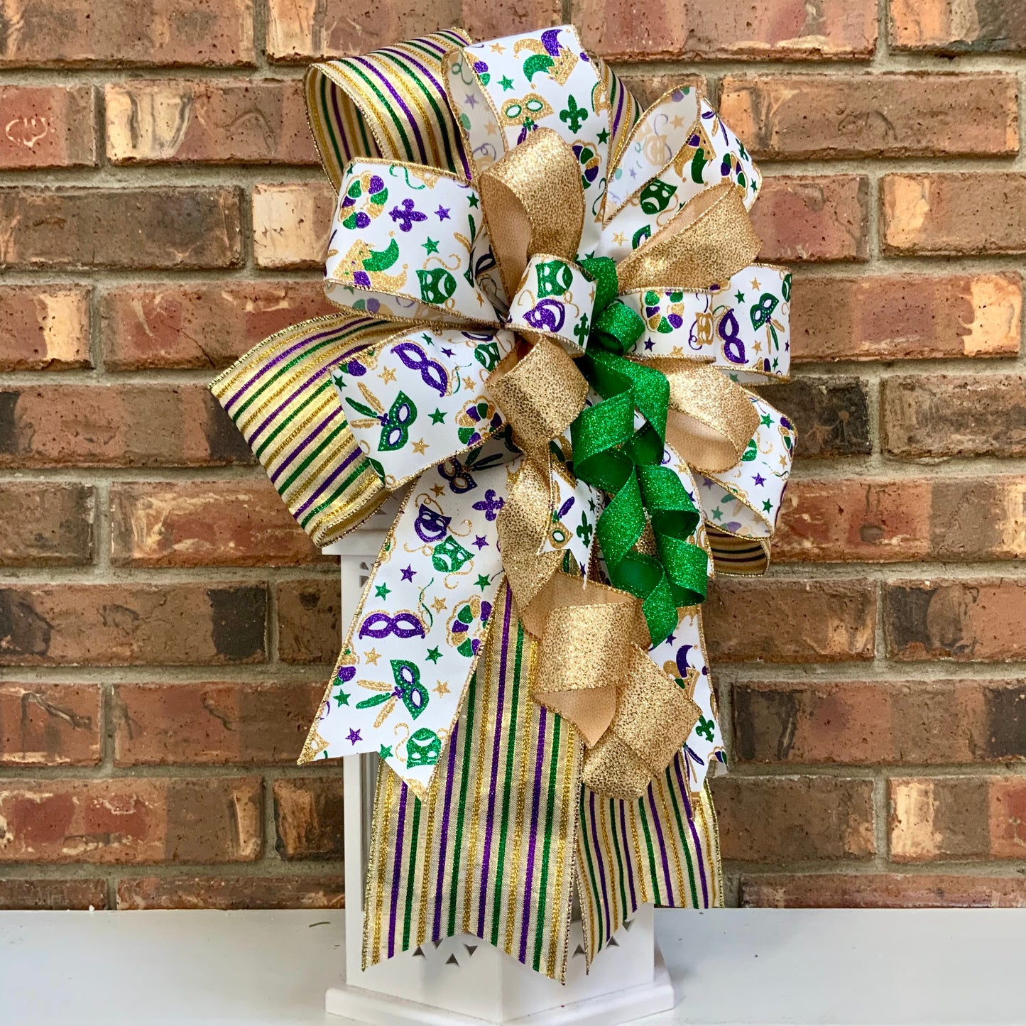 Mardi Gras Bow, Mardi Gras Decor, Mardi Gras Lantern Bow, Mardi Gras Mailbox Bow, Mardi Gras Wreath Bow, Mardi Gras Sconce Bow, 2025