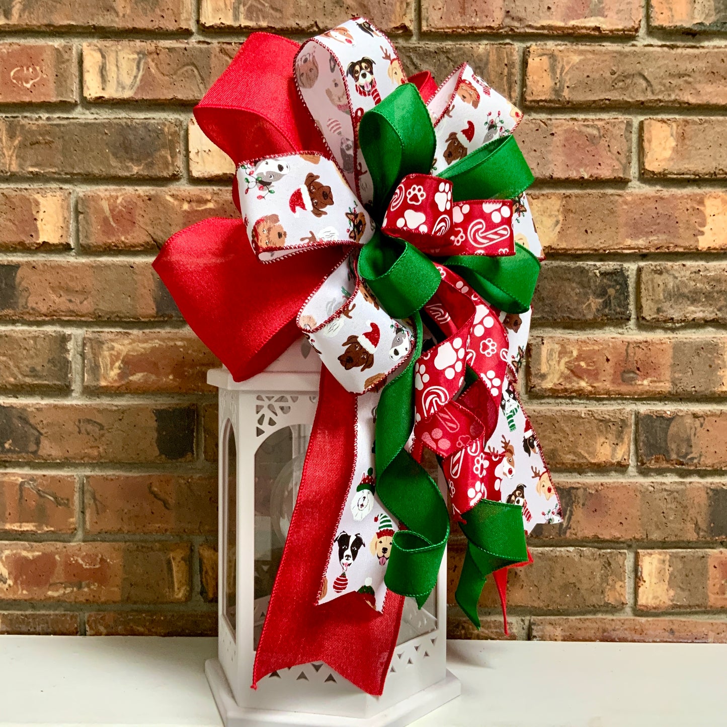 Dog Christmas Bow, Dog Christmas Decor, Christmas Bow, Holiday Lantern Bow, Christmas Mailbox Bow, Dog Decor