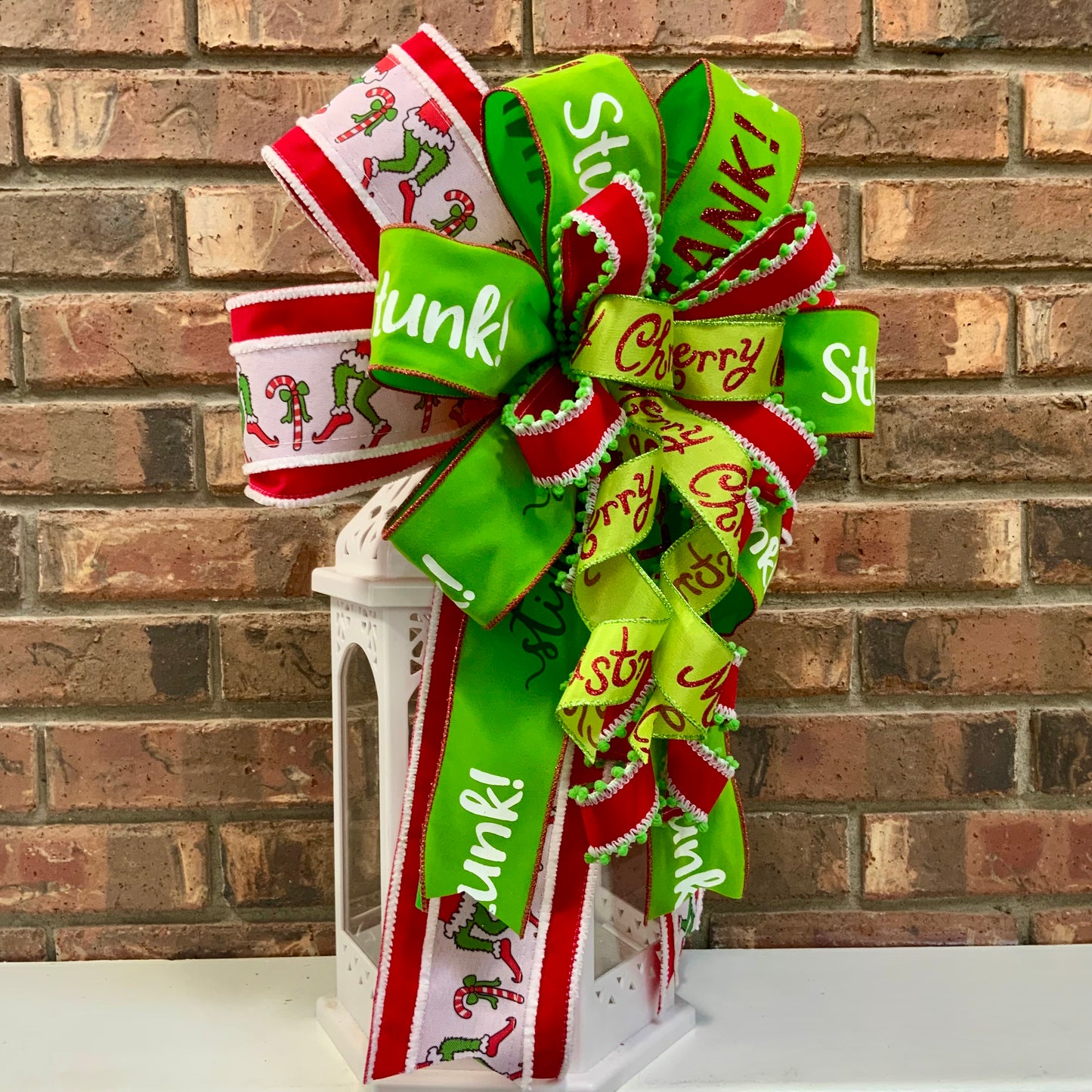 Christmas Bow for Lanterns, Grinch Bow, Christmas Mailbox Decor, Grinch Decor, Christmas Sconce Bow, Christmas Bow For Wreaths, 2025