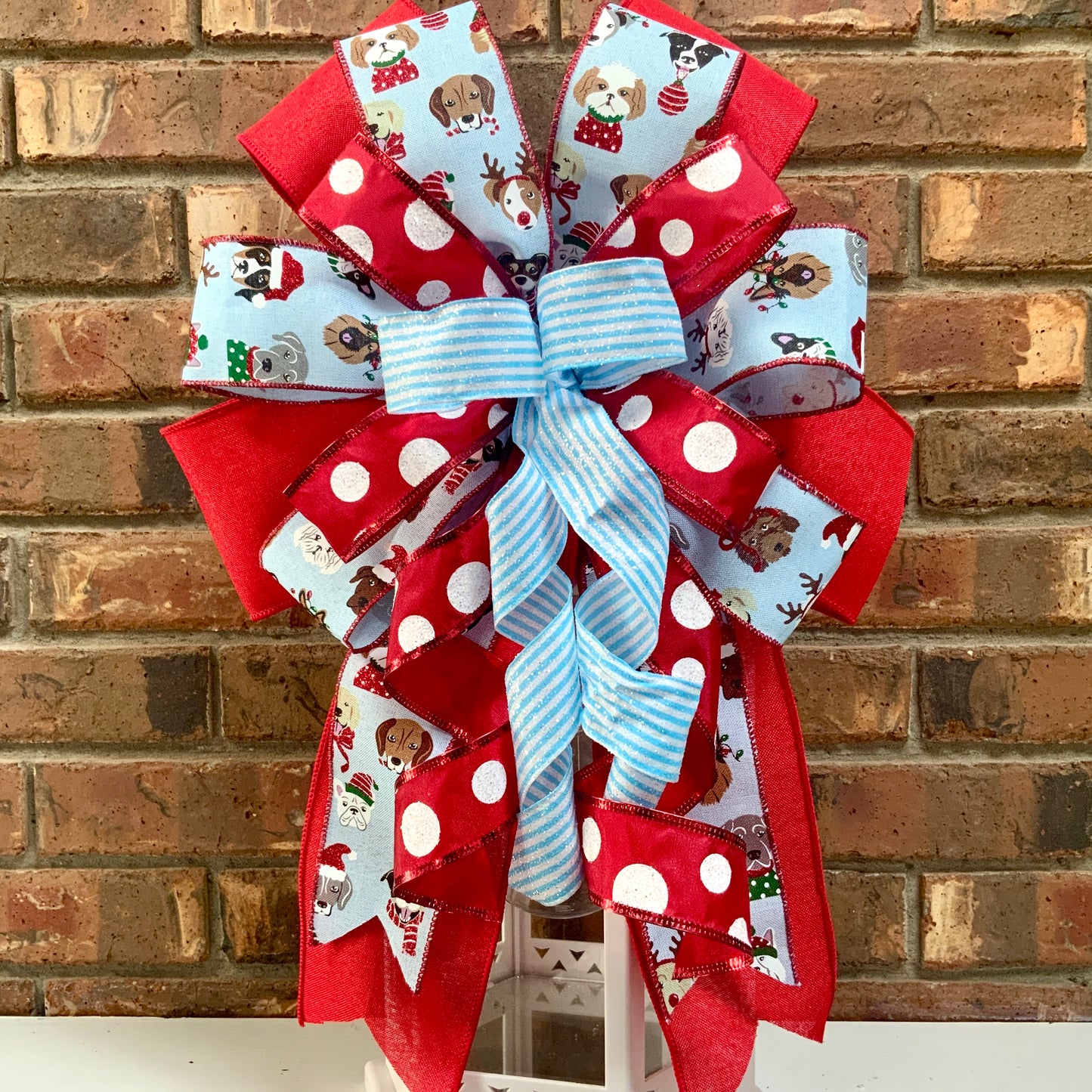 Dog Christmas Bow, Dog Christmas Decor, Christmas Bow, Holiday Lantern Bow, Christmas Mailbox Bow, Dog Decor