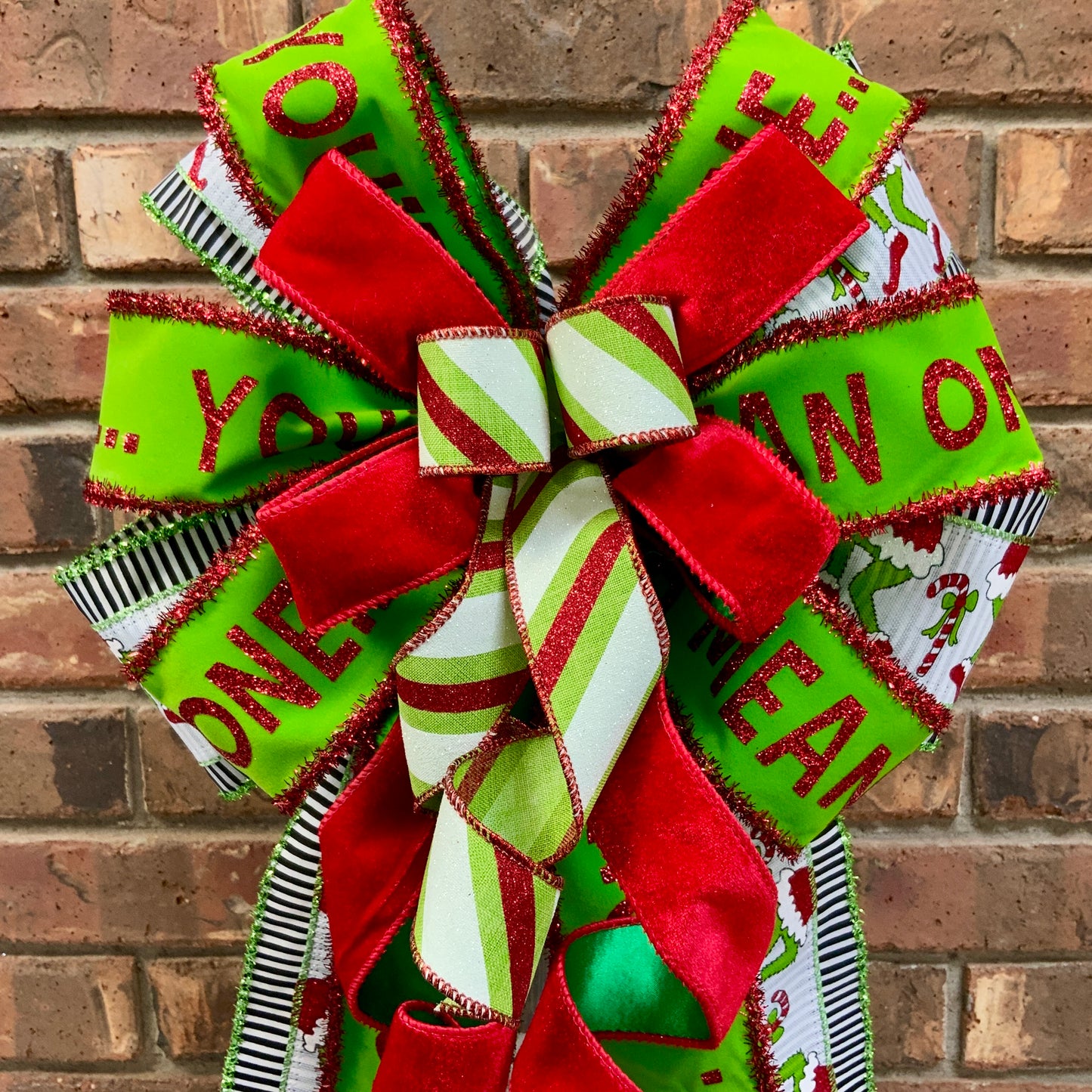 Christmas Bow for Lanterns, Grinch Bow, Christmas Mailbox Decor, Grinch Decor, Christmas Sconce Bow, Christmas Bow For Wreaths