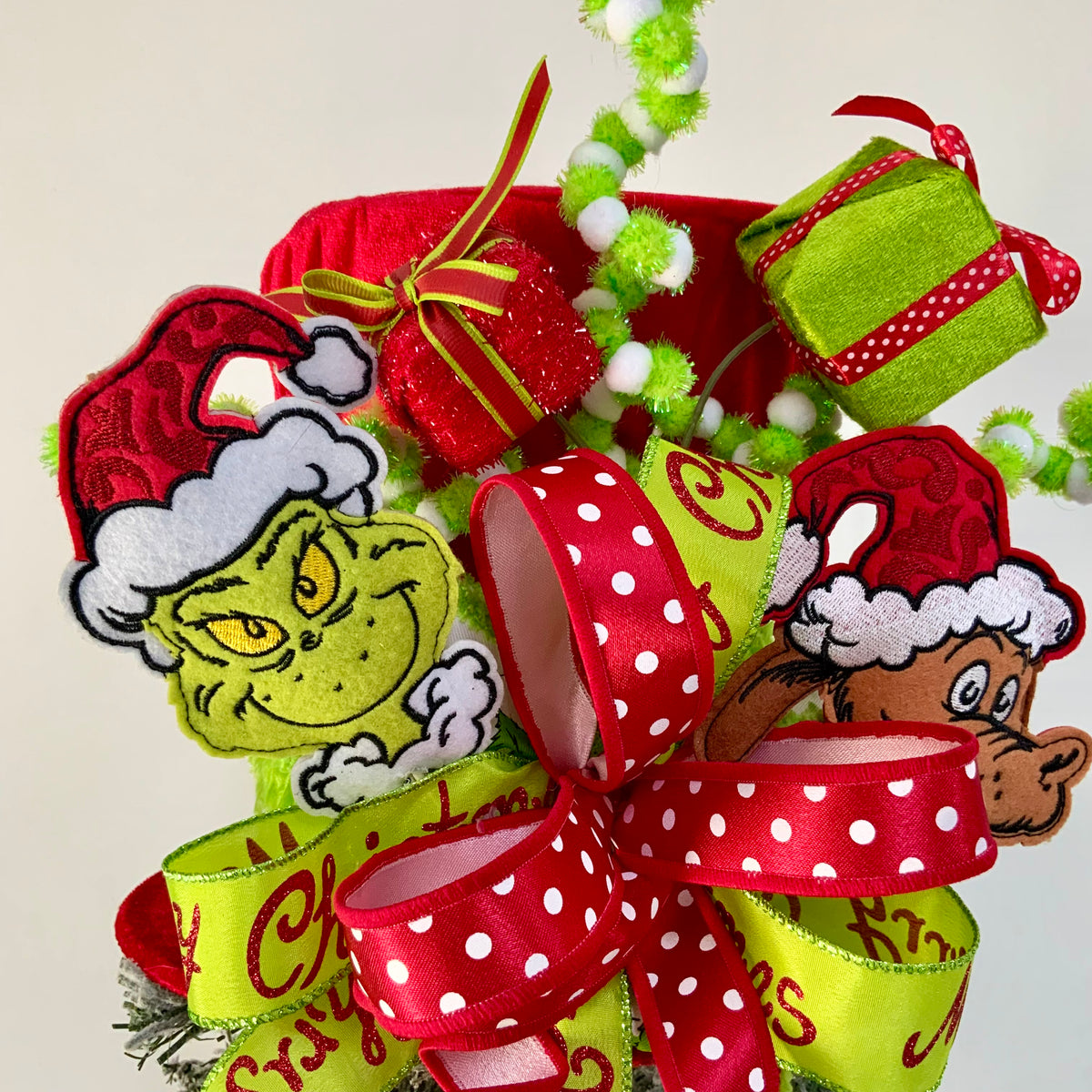 Grinch Christmas Tree Topper Hat - Merry Christmas Tree Topper | Red Green Grinch Decor 2026