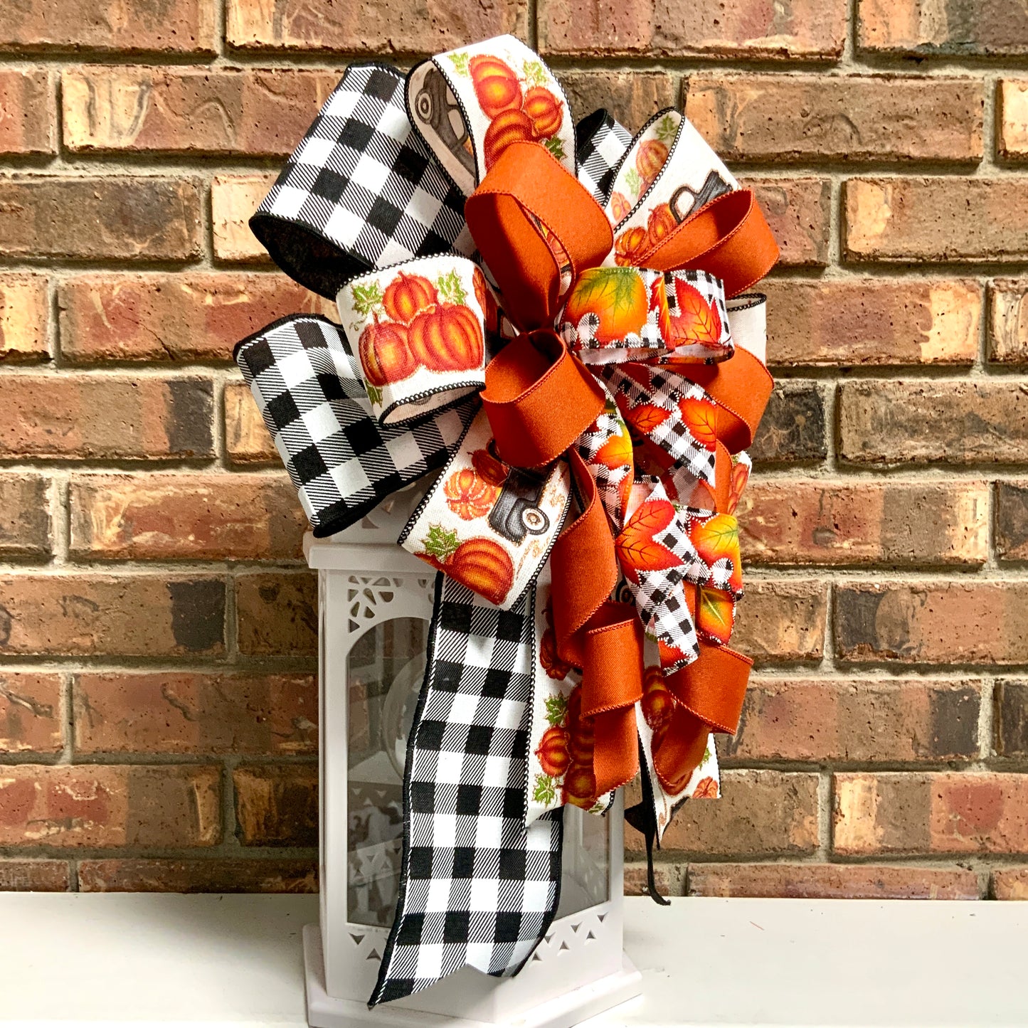 Fall Bow,  Pumpkin Bow, Fall Bow For Lantern, Fall Decor, Fall Bow For Wreaths, Sconce Bow, 2024