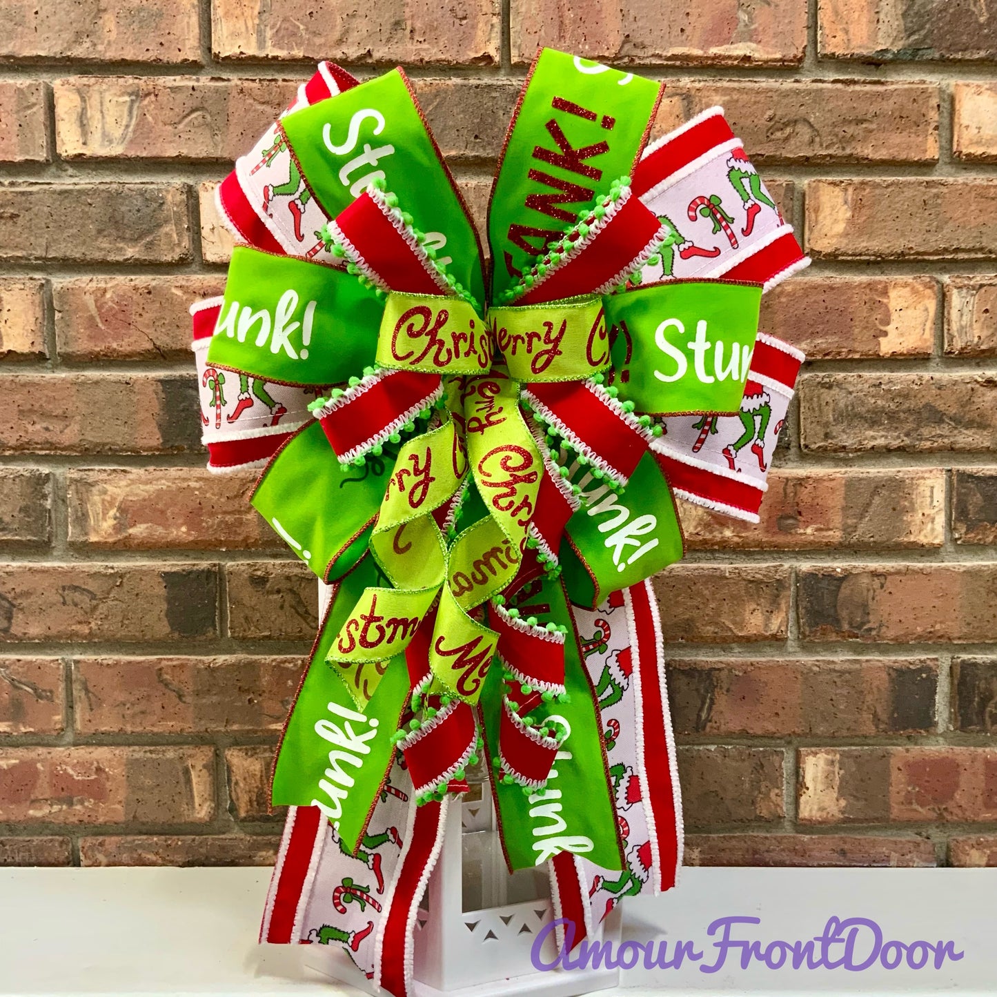 Christmas Bow for Lanterns, Grinch Bow, Christmas Mailbox Decor, Grinch Decor, Christmas Sconce Bow, Christmas Bow For Wreaths, 2025