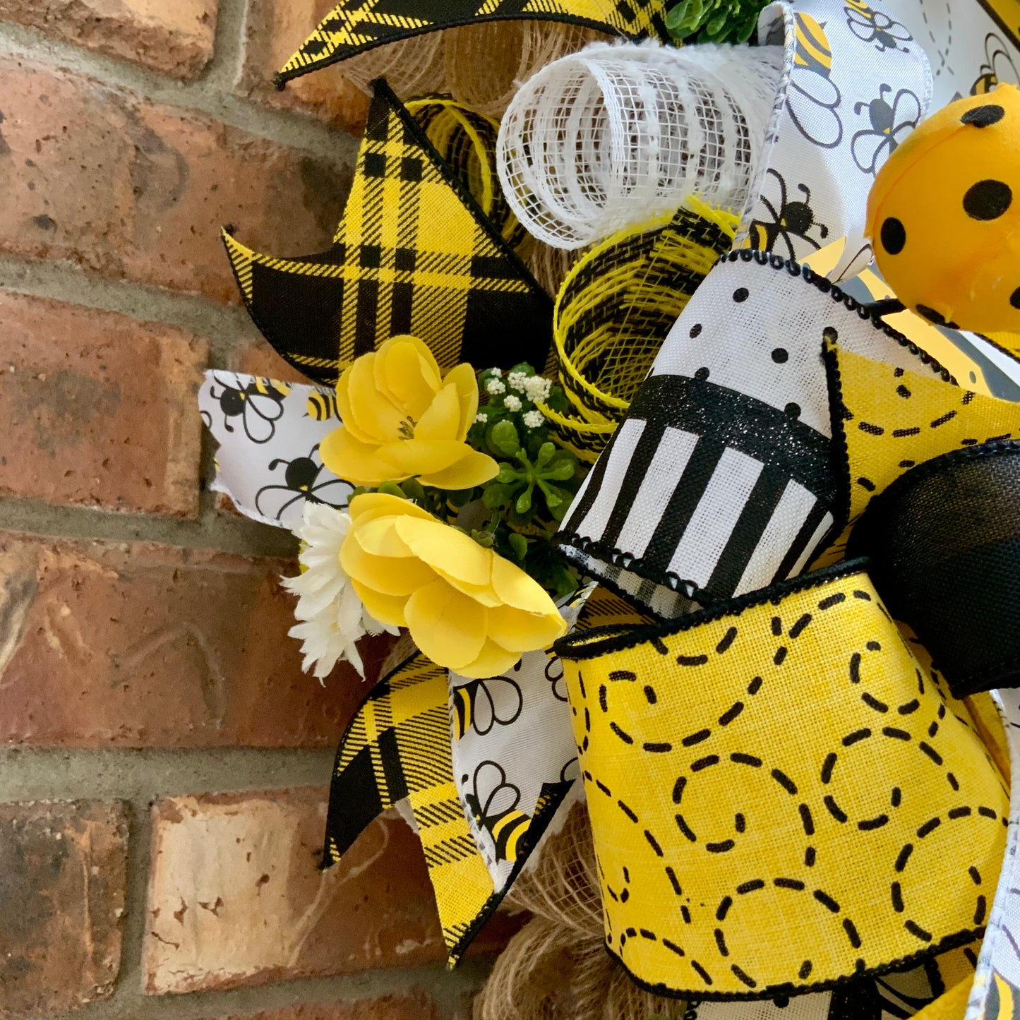 Bee Wreath, Bee Blessed Swag, Large Bee Door Hanger, Bee Hive Decor, Custom Order