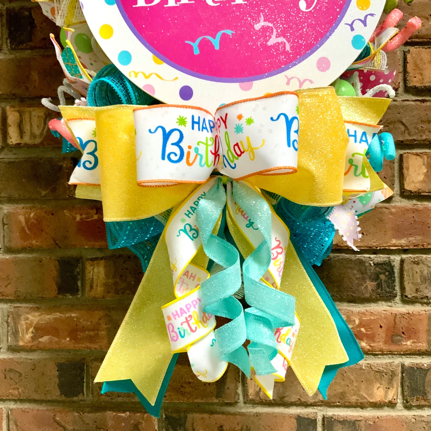 Happy Birthday Swag - Cupcake Ice Cream Cake Door Hanger | Bright Blue Pink Yellow Party Decor | Custom Order
