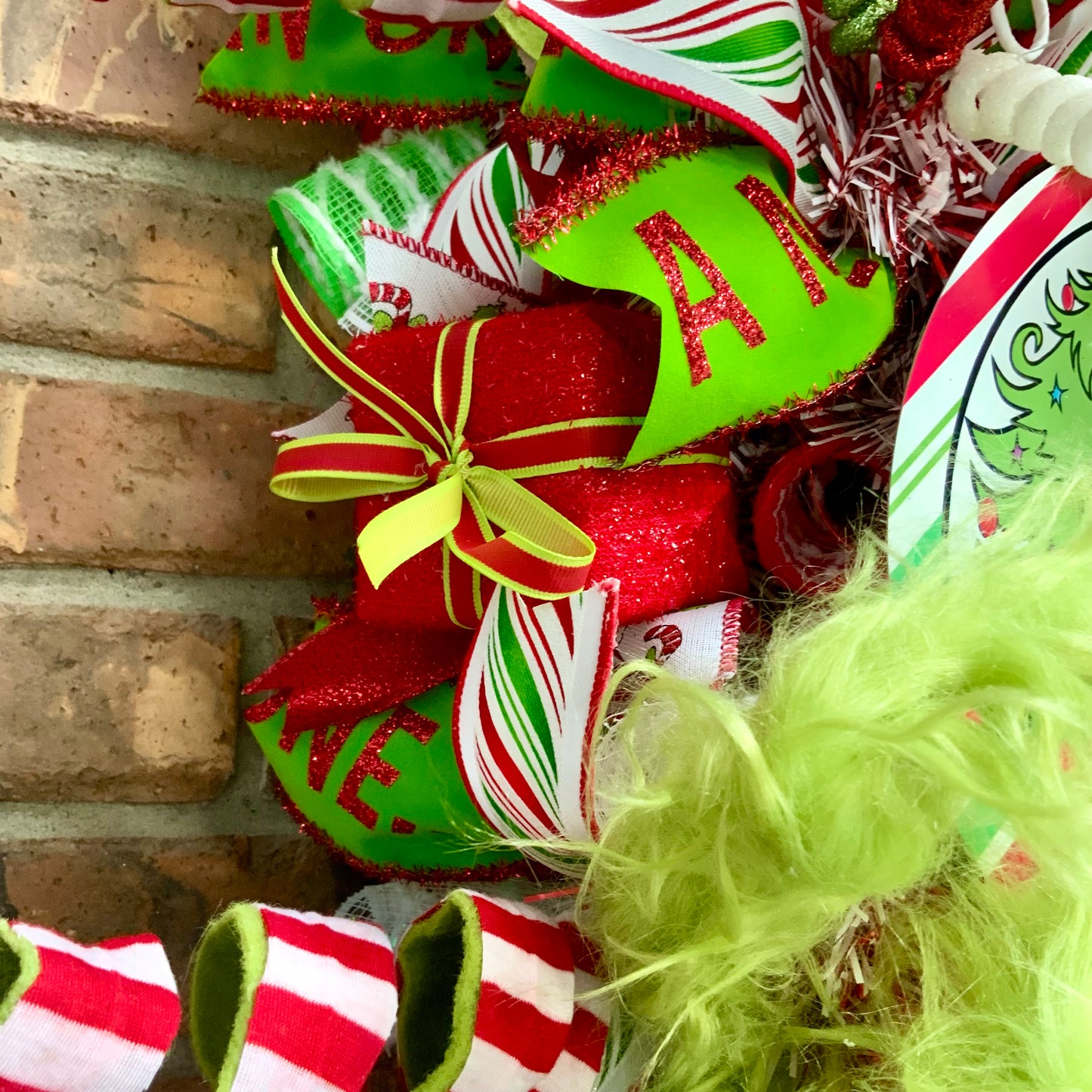 Grinch Swag, Large Grinch Door Hanger, Christmas Grinch Wreath, Custom Order