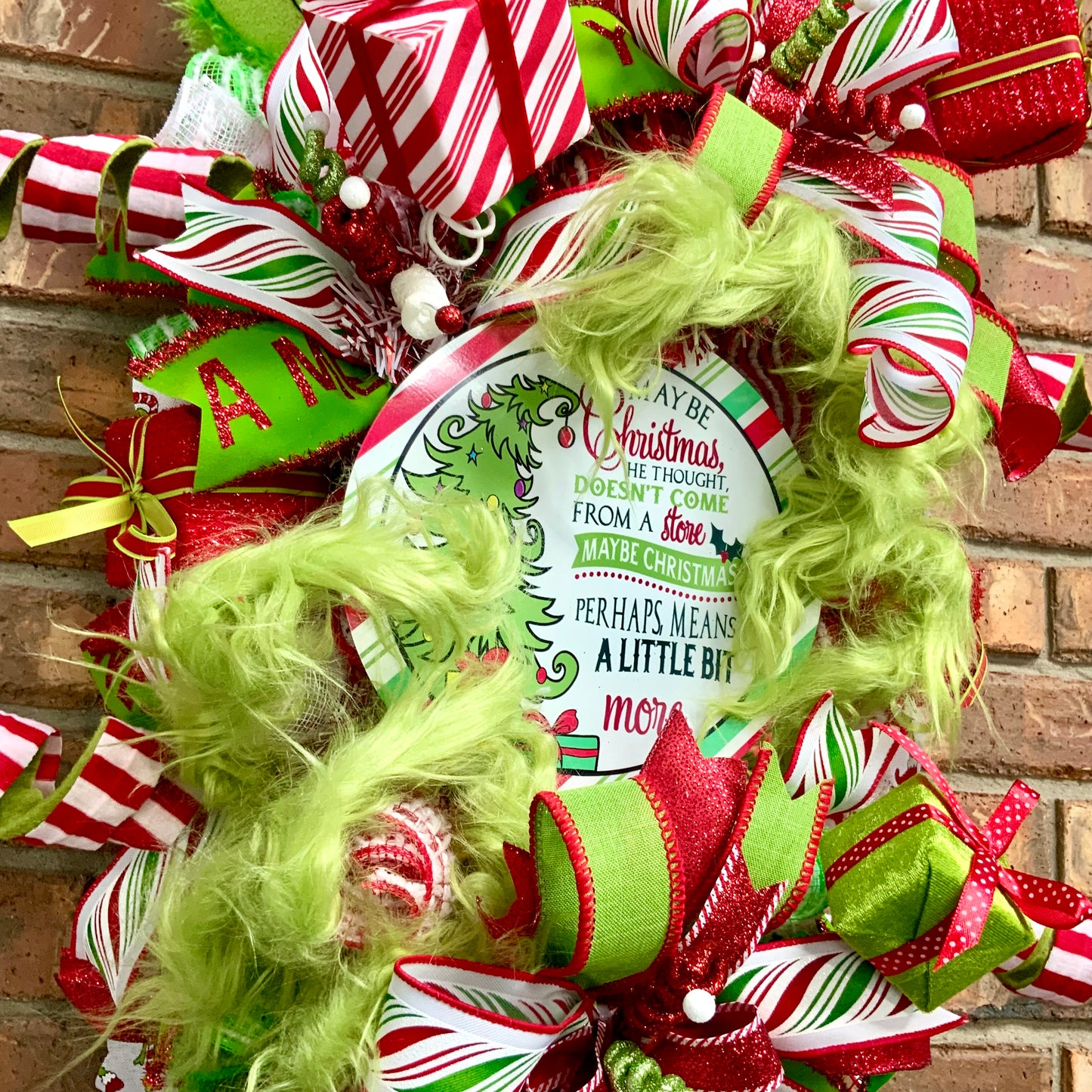 Grinch Swag, Large Grinch Door Hanger, Christmas Grinch Wreath, Custom Order