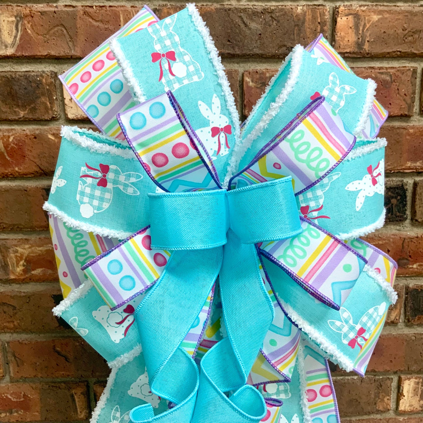 Easter Bow - Pastel Spring Bunny & Egg Lantern Bow | Baby Blue Yellow Purple Wreath Mailbox Sconce Decor 2026