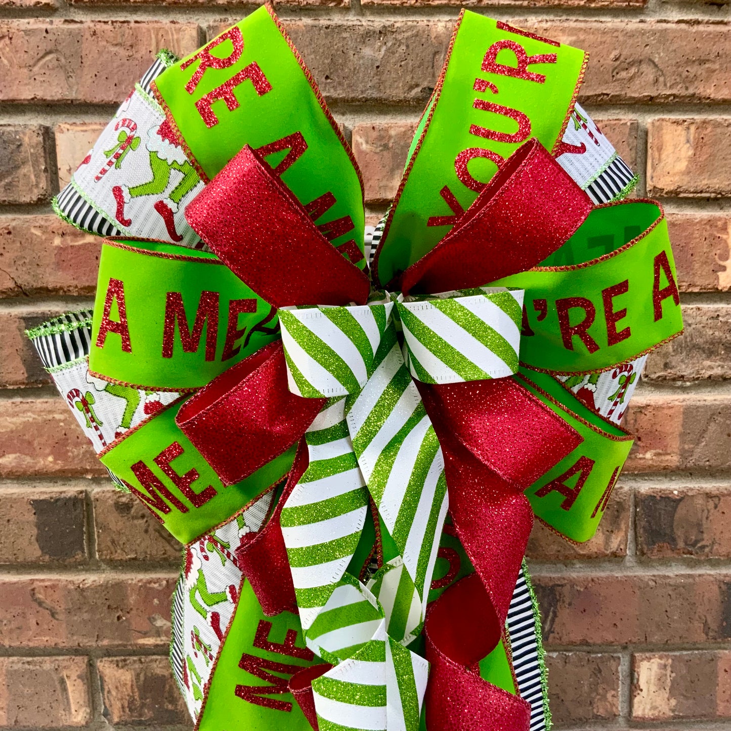 Christmas Bow for Lanterns, Grinch Bow, Christmas Mailbox Decor, Grinch Decor, Christmas Sconce Bow, Christmas Bow For Wreaths, 2025