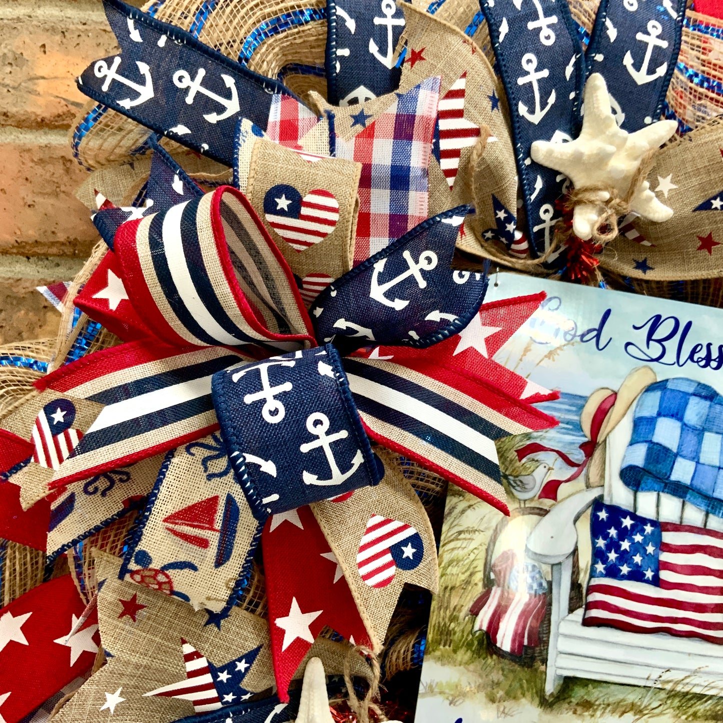 God Bless America Wreath, God Bless America Door Hanger, Patriotic Lake Decor, American Flag Wreath, Patriotic Wreath