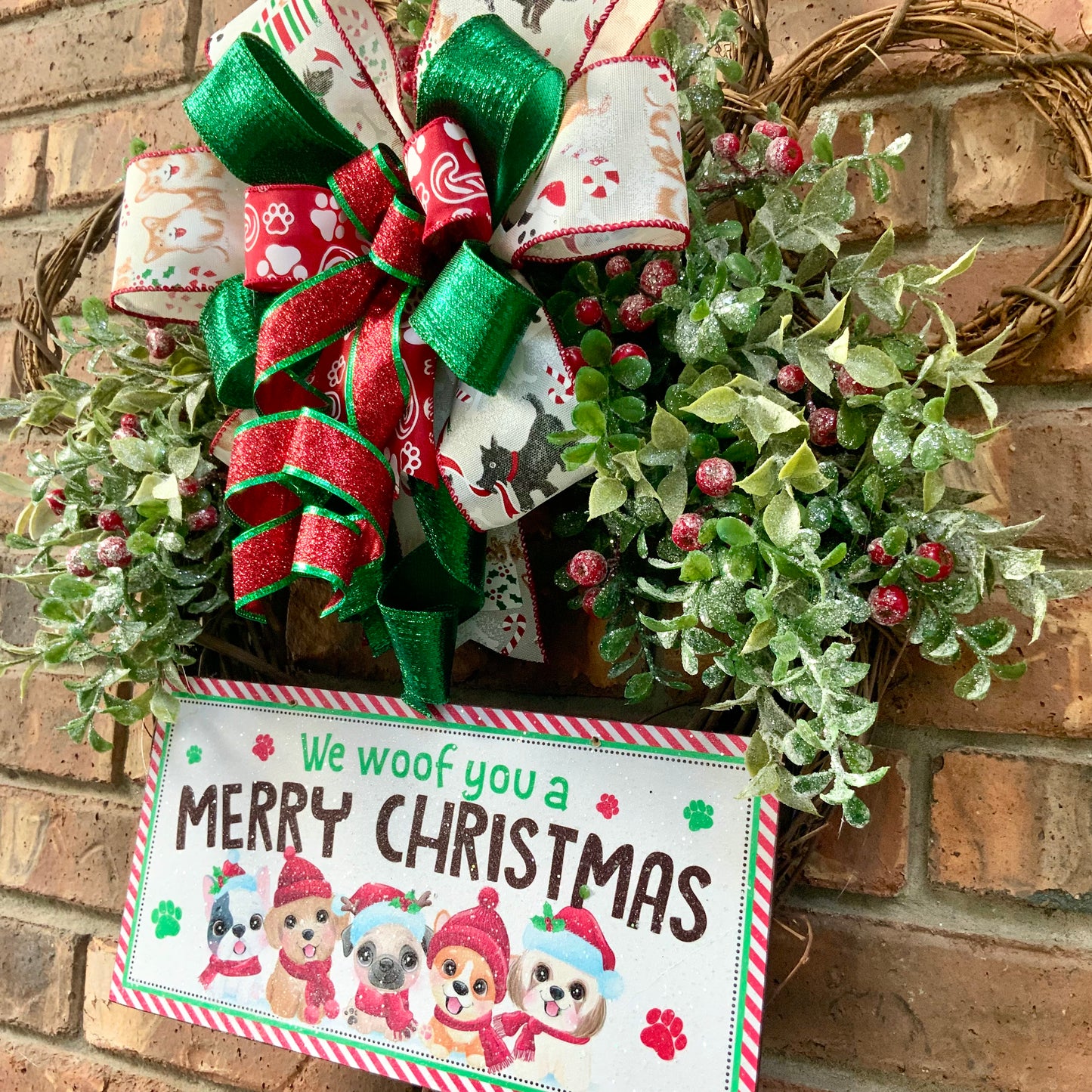 We Woof You A Merry Christmas Wreath, Christmas Dog Wreath, We Believe In Santa Paws Wreath, Christmas Dog Decor, Dog Wreath, Christmas Dog Door Hanger, 2024