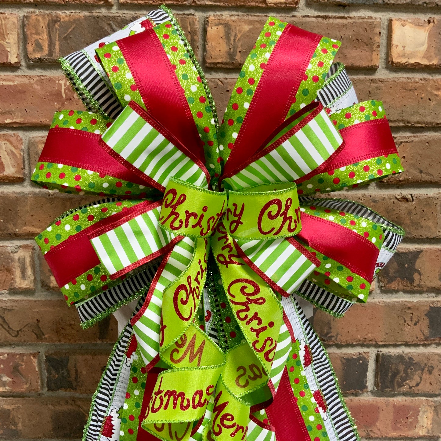 Christmas Bow for Lanterns, Grinch Bow, Christmas Mailbox Decor, Grinch Decor, Christmas Sconce Bow, Christmas Bow For Wreaths