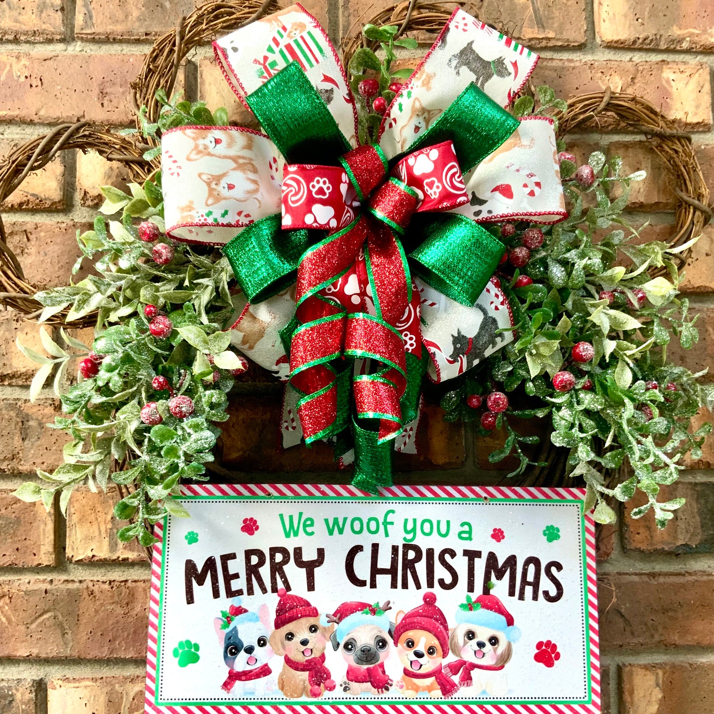 We Woof You A Merry Christmas Wreath, Christmas Dog Wreath, We Believe In Santa Paws Wreath, Christmas Dog Decor, Dog Wreath, Christmas Dog Door Hanger, 2024