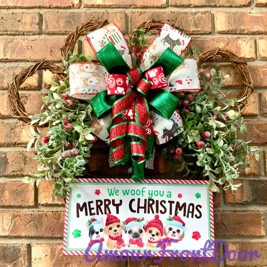 We Woof You A Merry Christmas Wreath, Christmas Dog Wreath, We Believe In Santa Paws Wreath, Christmas Dog Decor, Dog Wreath, Christmas Dog Door Hanger, 2024