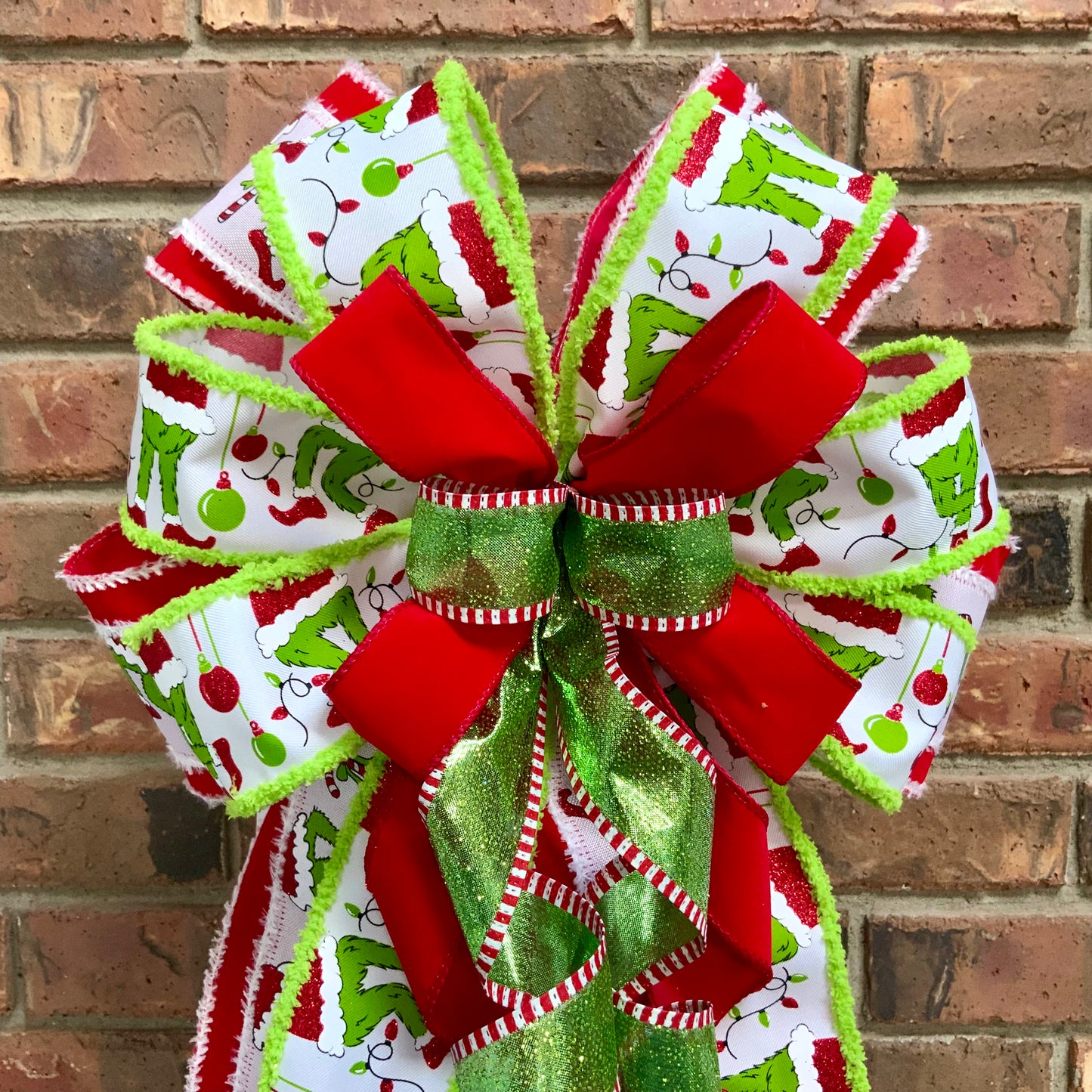 Grinch Bow For Wreath, Christmas Grinch Bow, Grinch Mailbox Bow, Grinch Lantern Bow, Christmas Sconce Bow, Grinch Decor 2026