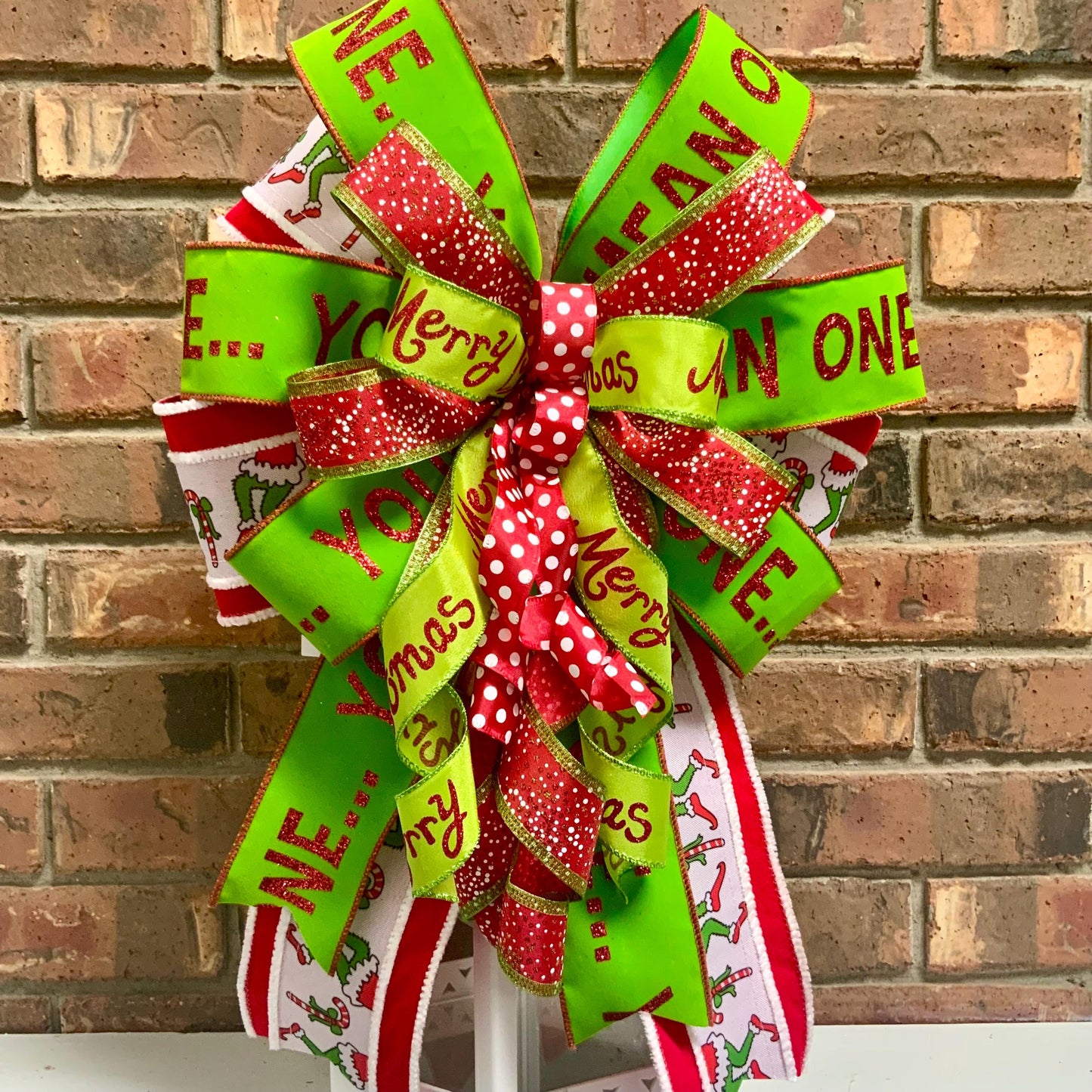 Christmas Bow for Lanterns, Grinch Bow, Christmas Mailbox Decor, Grinch Decor, Christmas Sconce Bow, Christmas Bow For Wreaths, 2024