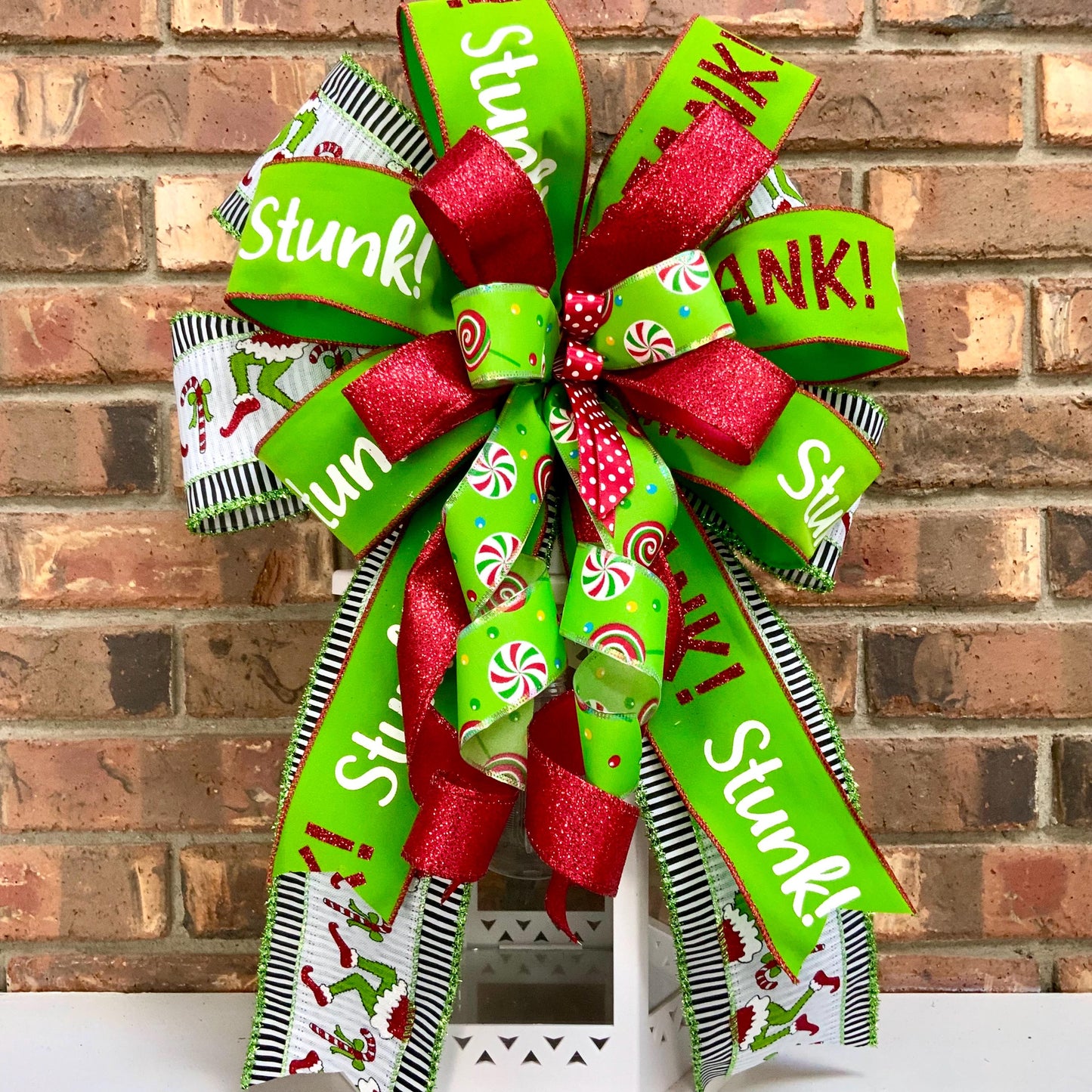 Christmas Bow for Lanterns, Grinch Bow, Christmas Mailbox Decor, Grinch Decor, Christmas Sconce Bow, Christmas Bow For Wreaths, 2024