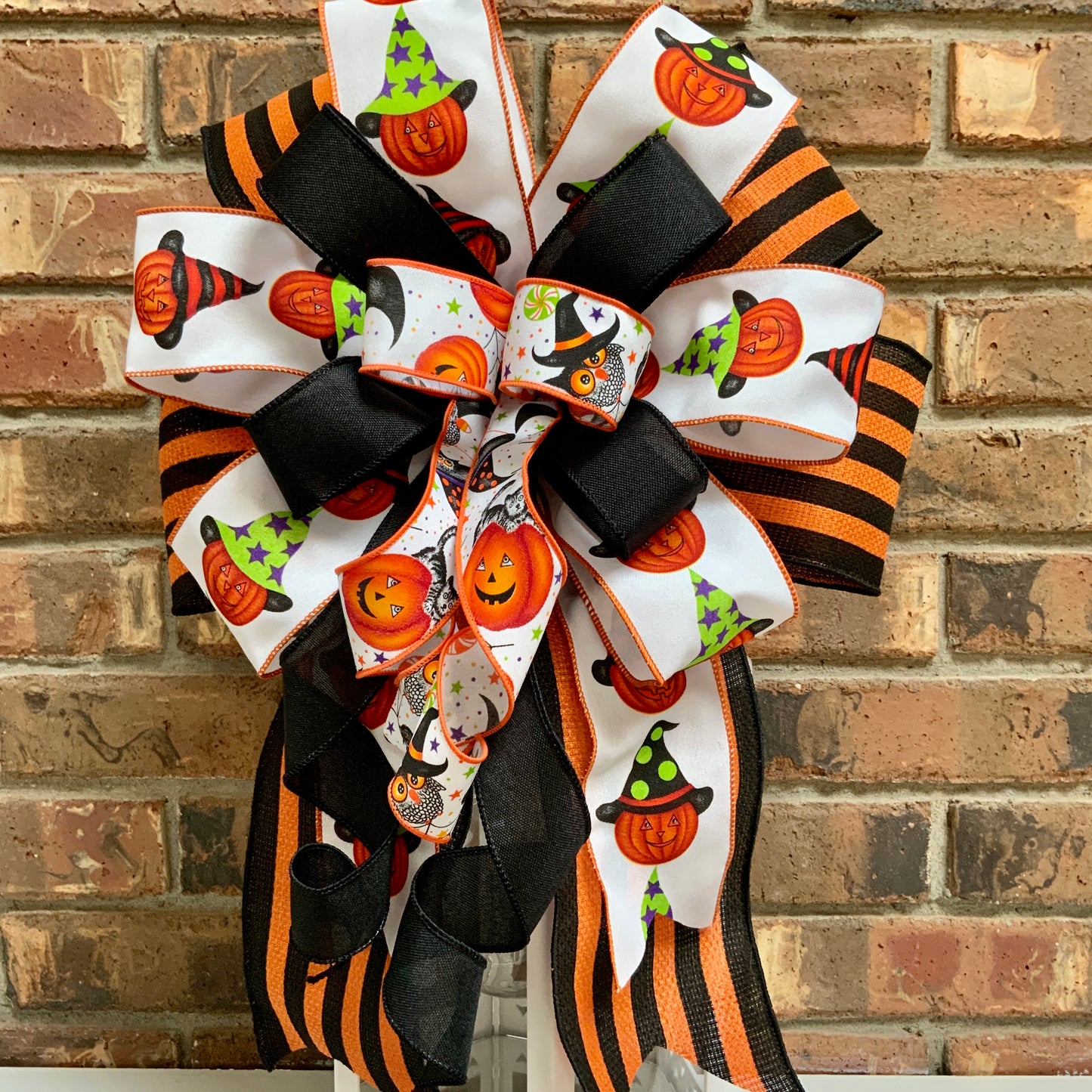 Halloween Bow For Lanterns, Halloween Mailbox Decor, Halloween Sconce Bow, Halloween Bow For Wreaths