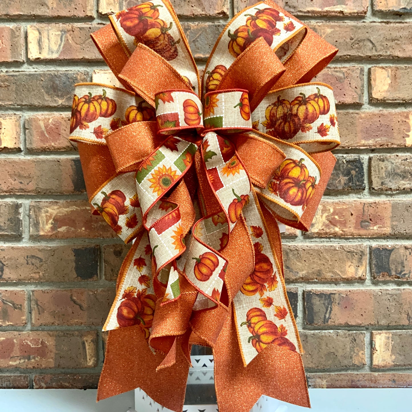 Fall Bow,  Pumpkin Bow, Fall Bow For Lantern, Fall Decor, Fall Bow For Wreaths, Sconce Bow