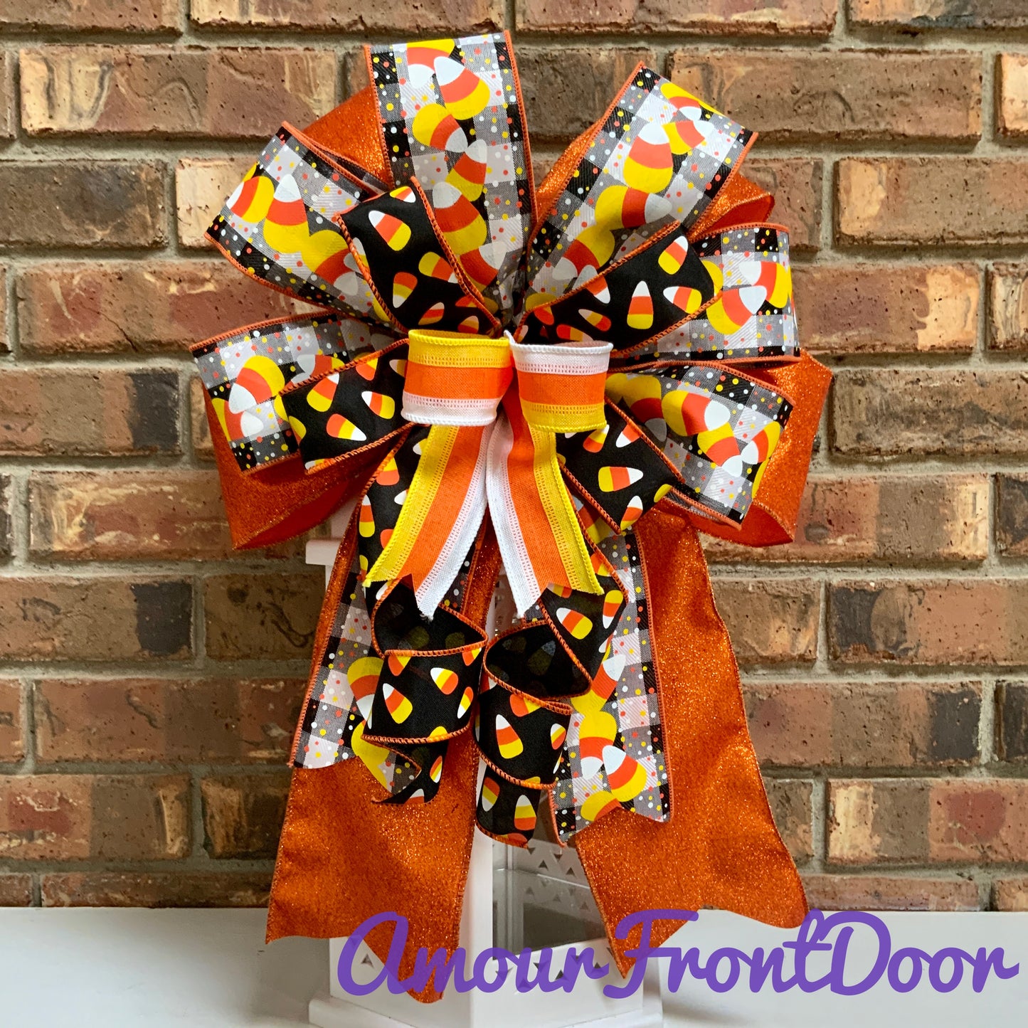 Halloween Bow For Lanterns, Halloween Mailbox Decor, Halloween Sconce Bow, Halloween Bow For Wreaths