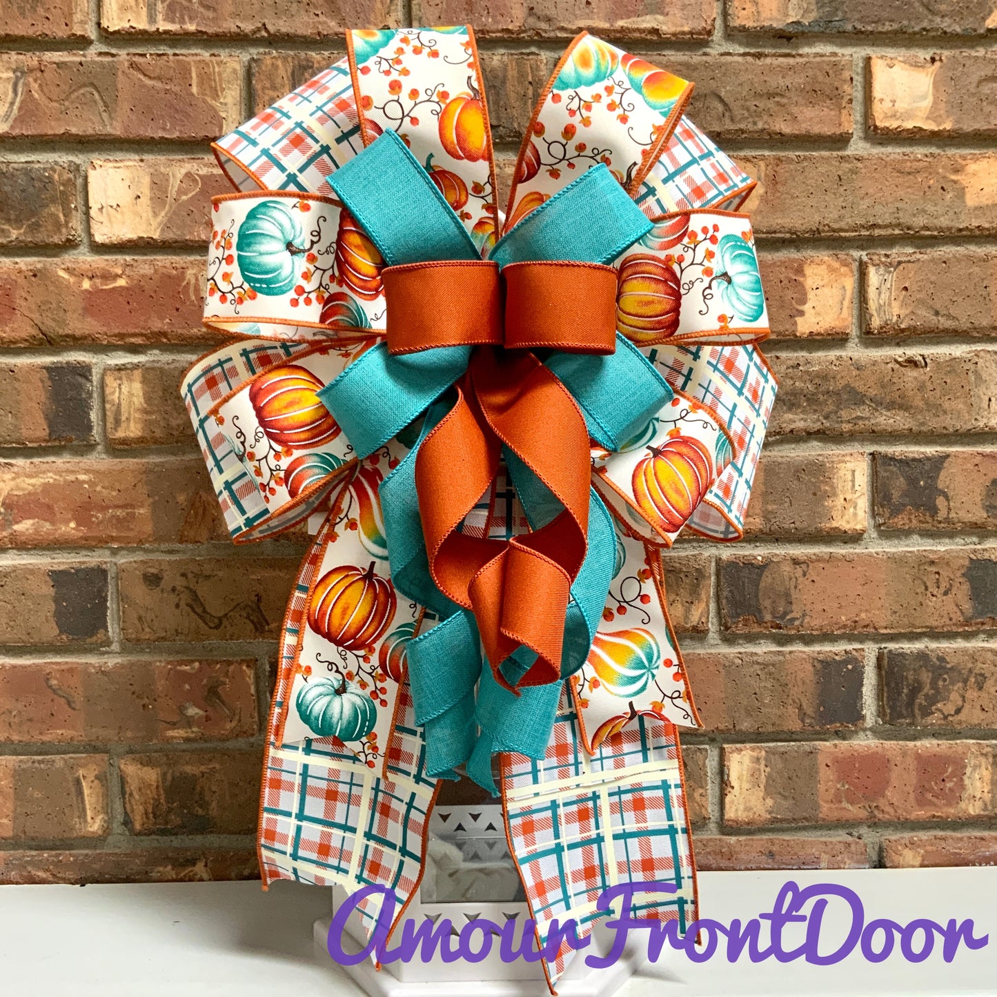 Fall Bow,  Pumpkin Bow, Fall Bow For Lantern, Fall Decor, Fall Bow For Wreaths, Sconce Bow