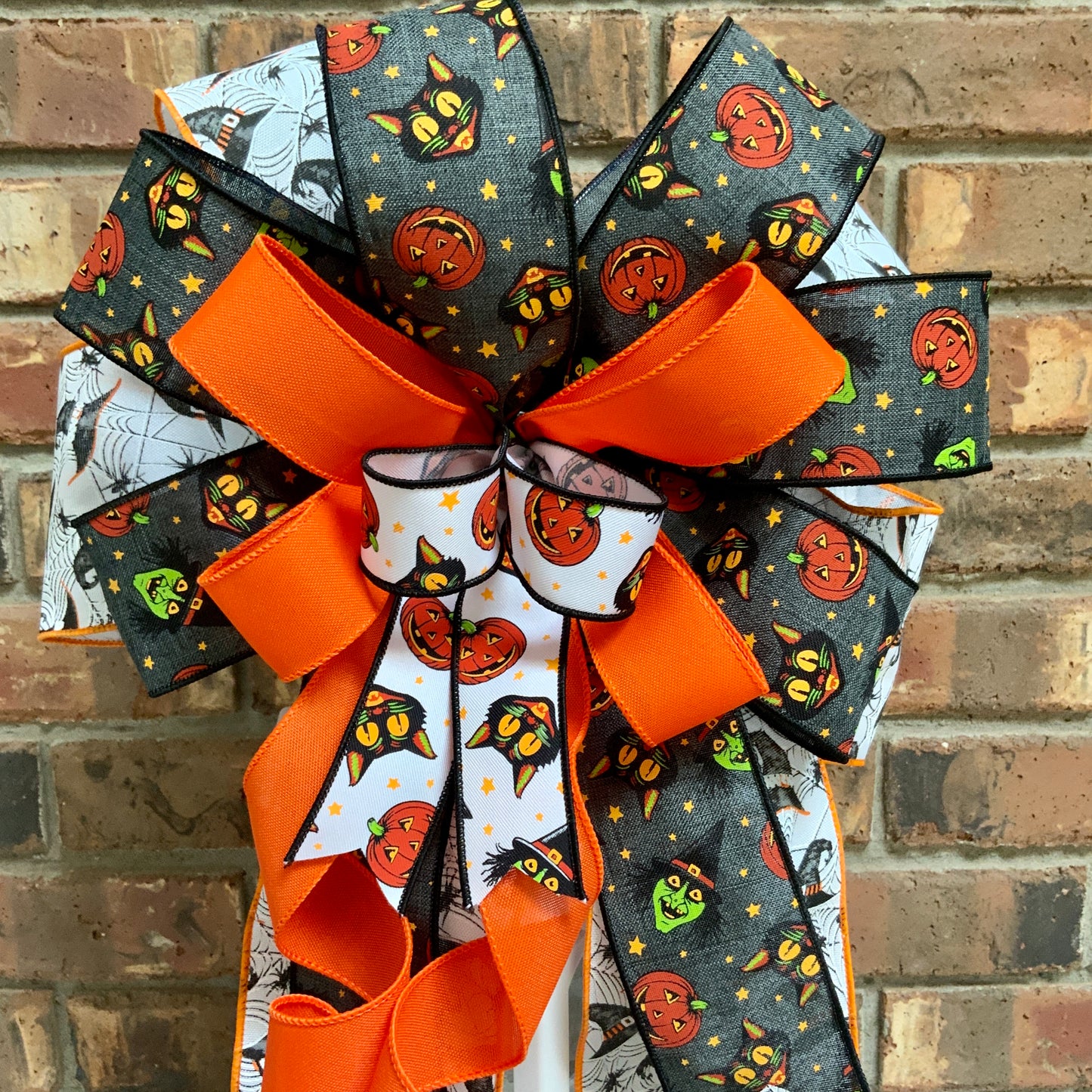 Halloween Bow For Lanterns, Halloween Mailbox Decor, Halloween Sconce Bow, Halloween Bow For Wreaths