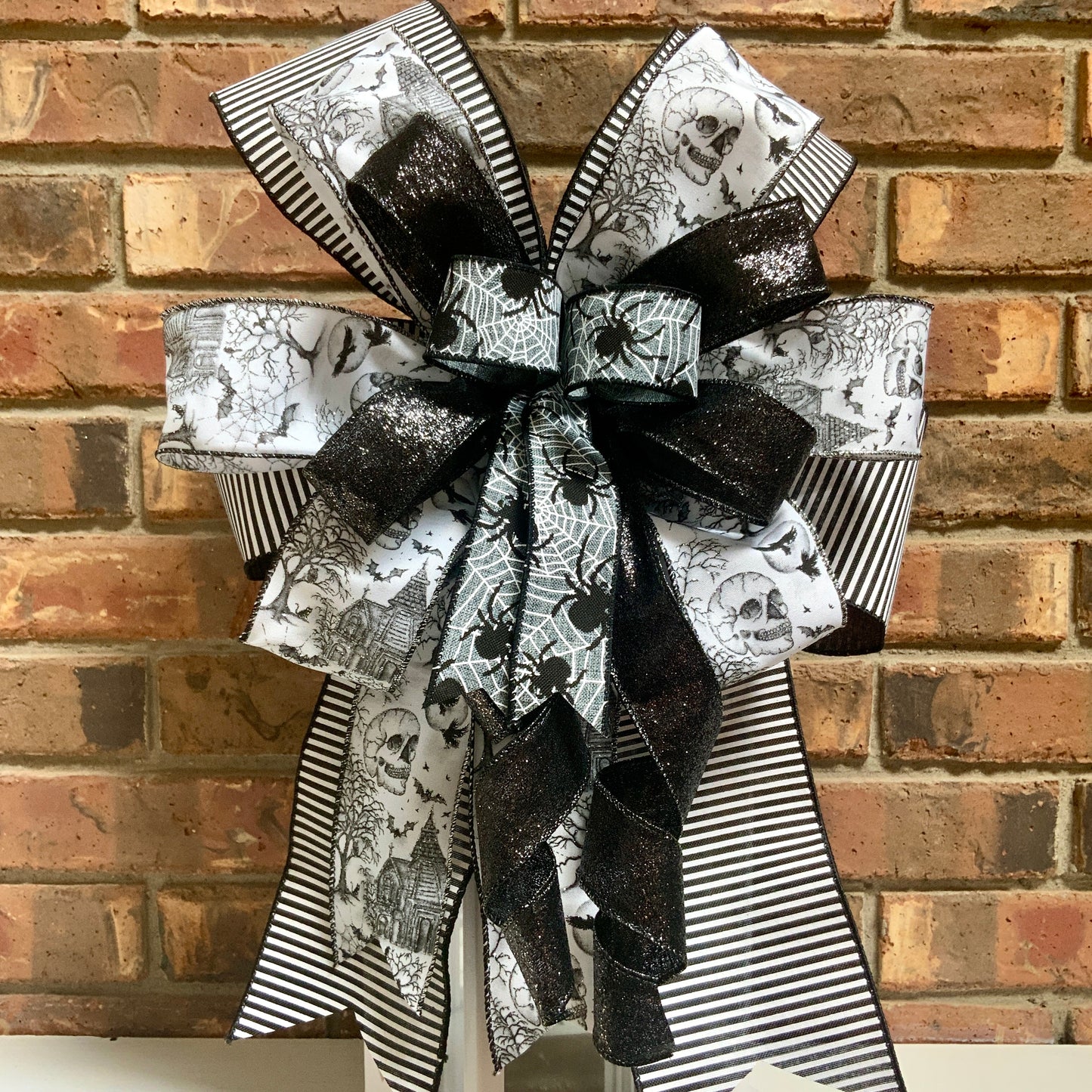 Halloween Bow For Lanterns, Halloween Mailbox Decor, Halloween Sconce Bow, Halloween Bow For Wreaths