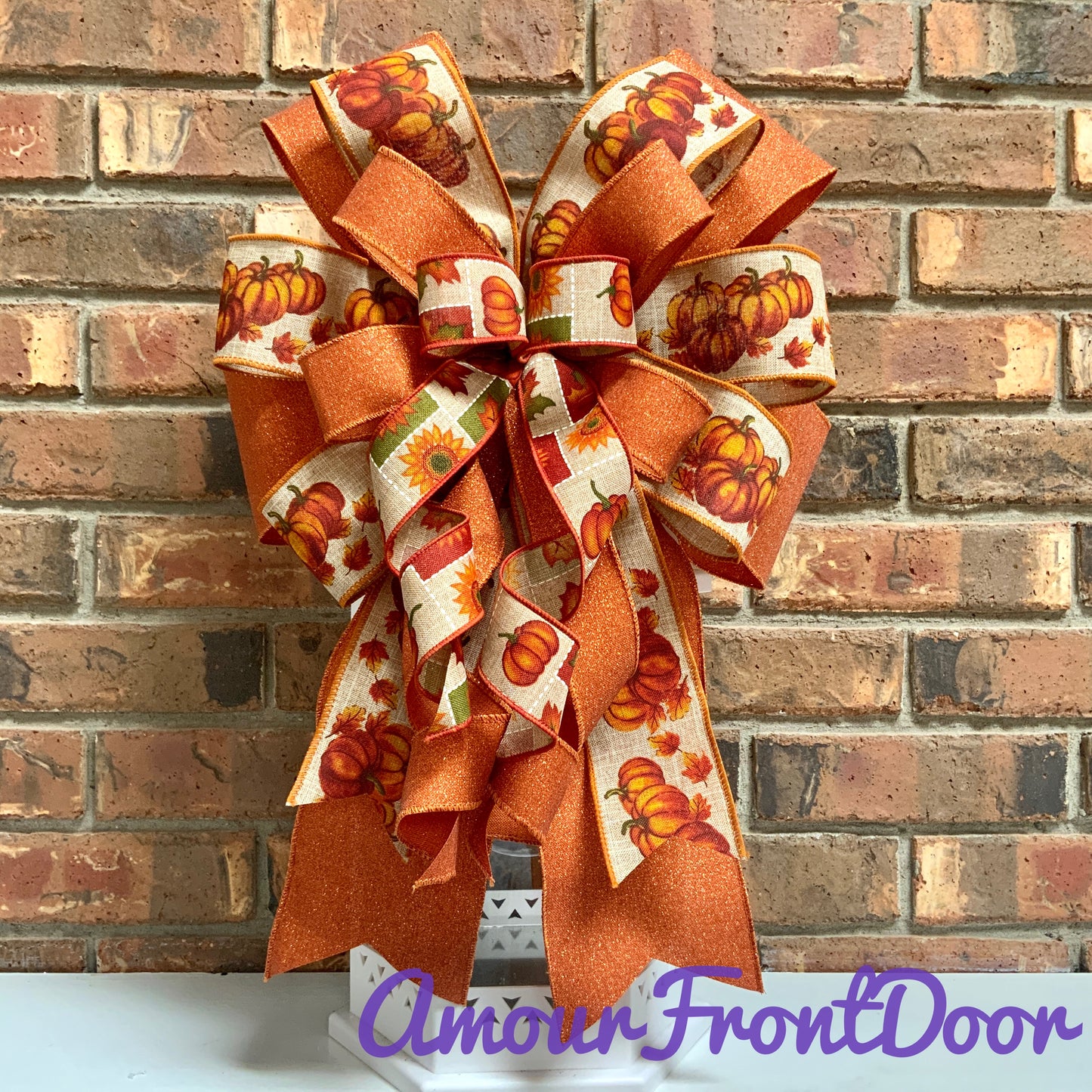 Fall Bow,  Pumpkin Bow, Fall Bow For Lantern, Fall Decor, Fall Bow For Wreaths, Sconce Bow