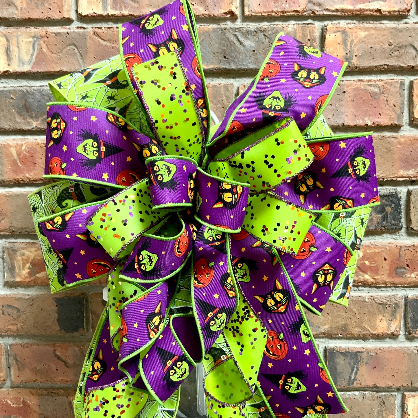 Halloween Bow For Lanterns, Halloween Mailbox Decor, Halloween Sconce Bow, Halloween Bow For Wreaths