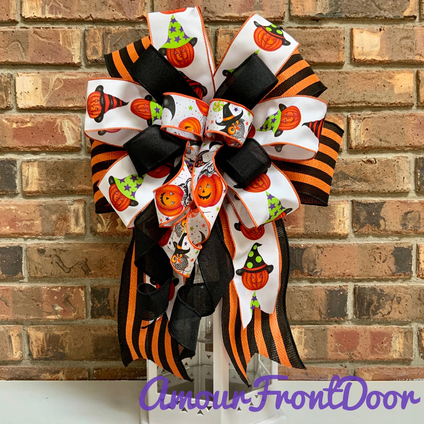 Halloween Bow For Lanterns, Halloween Mailbox Decor, Halloween Sconce Bow, Halloween Bow For Wreaths