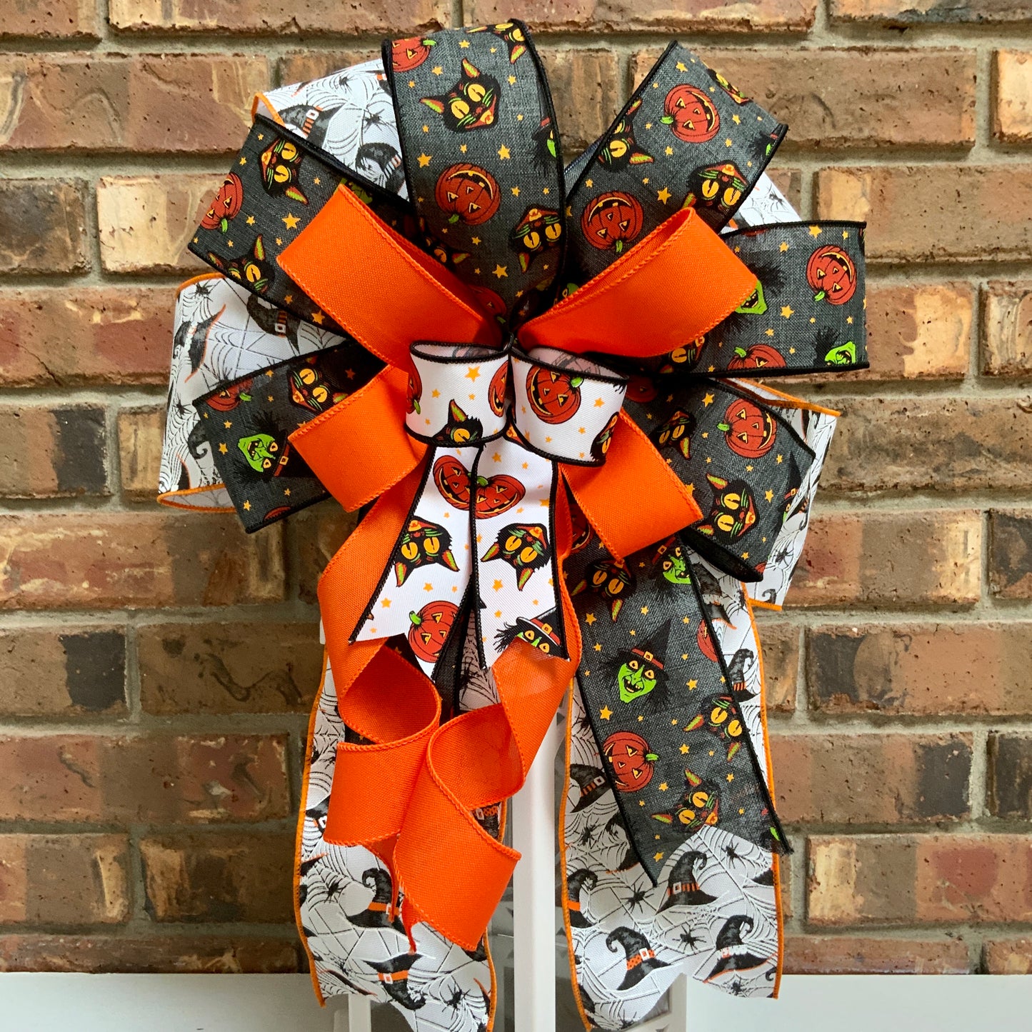 Halloween Bow For Lanterns, Halloween Mailbox Decor, Halloween Sconce Bow, Halloween Bow For Wreaths