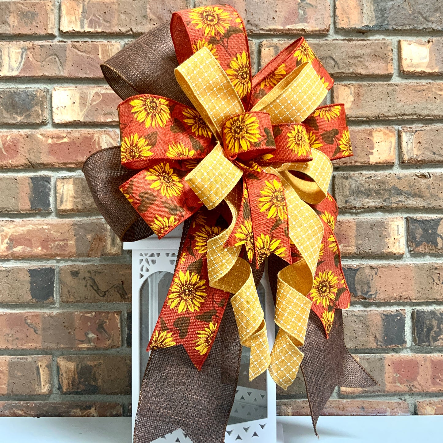 Fall Bow,  Pumpkin Bow, Fall Bow For Lantern, Fall Decor, Fall Bow For Wreaths, Sconce Bow