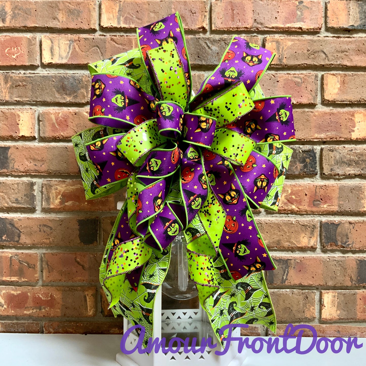 Halloween Bow For Lanterns, Halloween Mailbox Decor, Halloween Sconce Bow, Halloween Bow For Wreaths