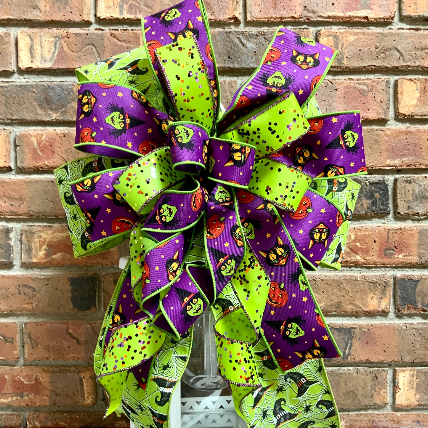 Halloween Bow For Lanterns, Halloween Mailbox Decor, Halloween Sconce Bow, Halloween Bow For Wreaths