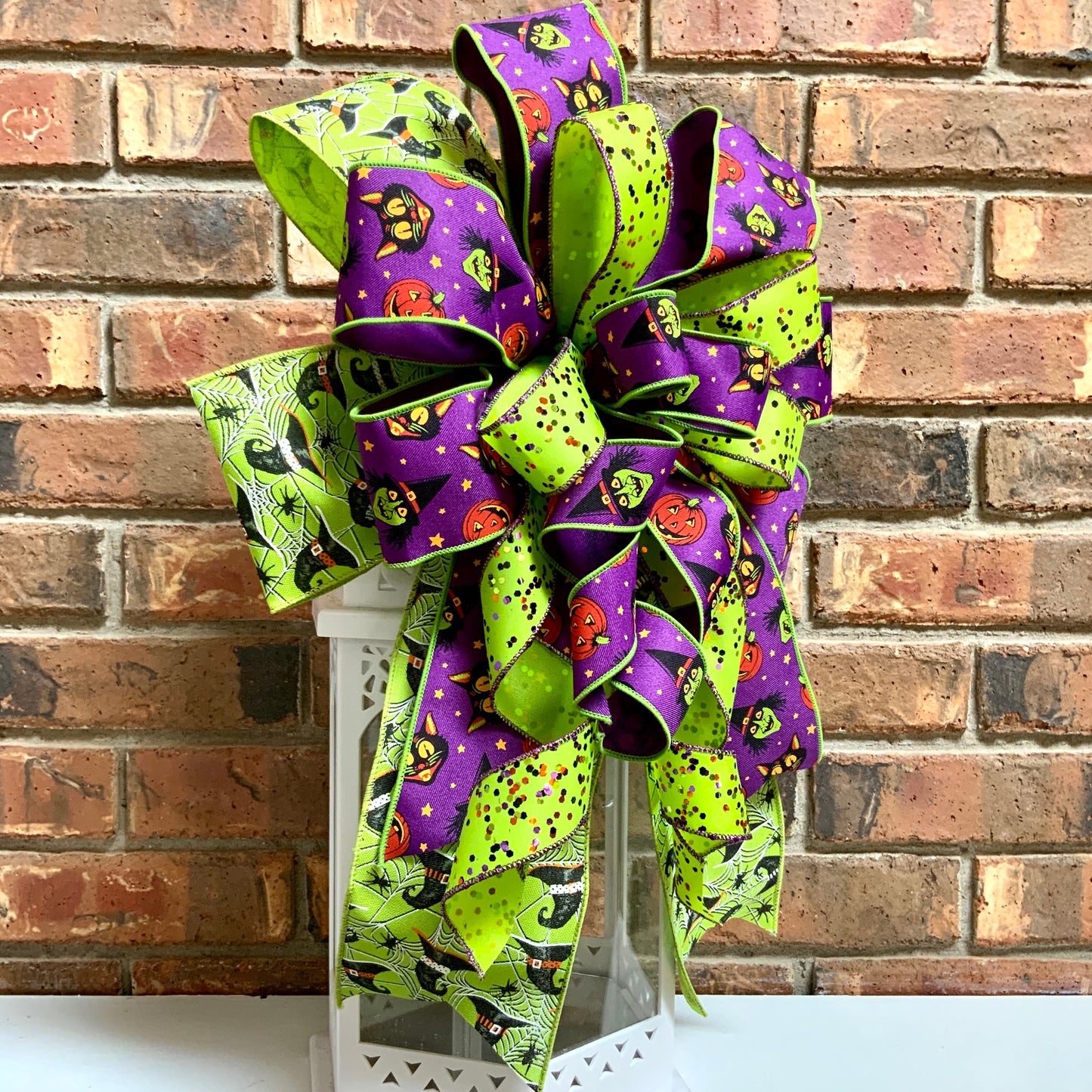 Halloween Bow For Lanterns, Halloween Mailbox Decor, Halloween Sconce Bow, Halloween Bow For Wreaths