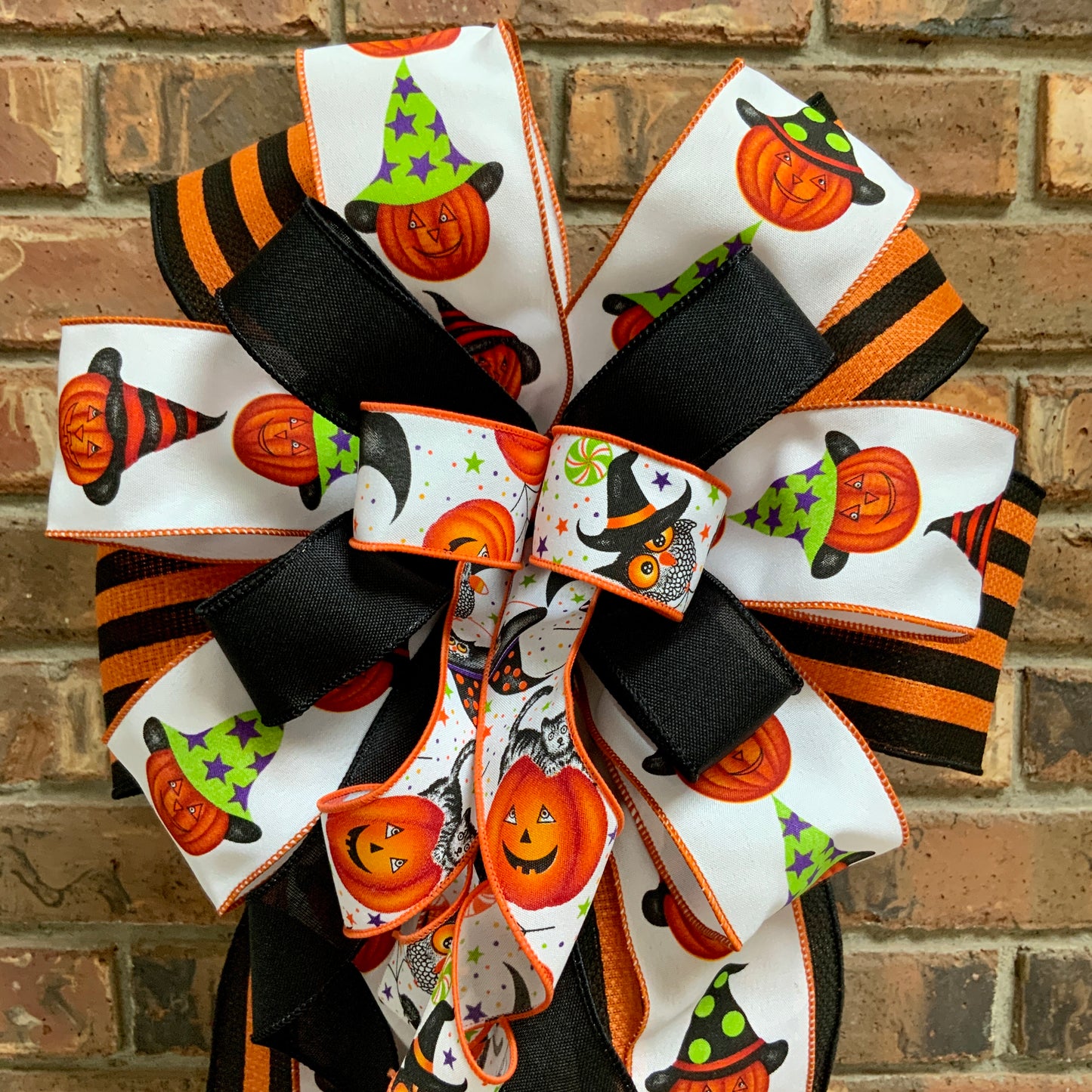 Halloween Bow For Lanterns, Halloween Mailbox Decor, Halloween Sconce Bow, Halloween Bow For Wreaths