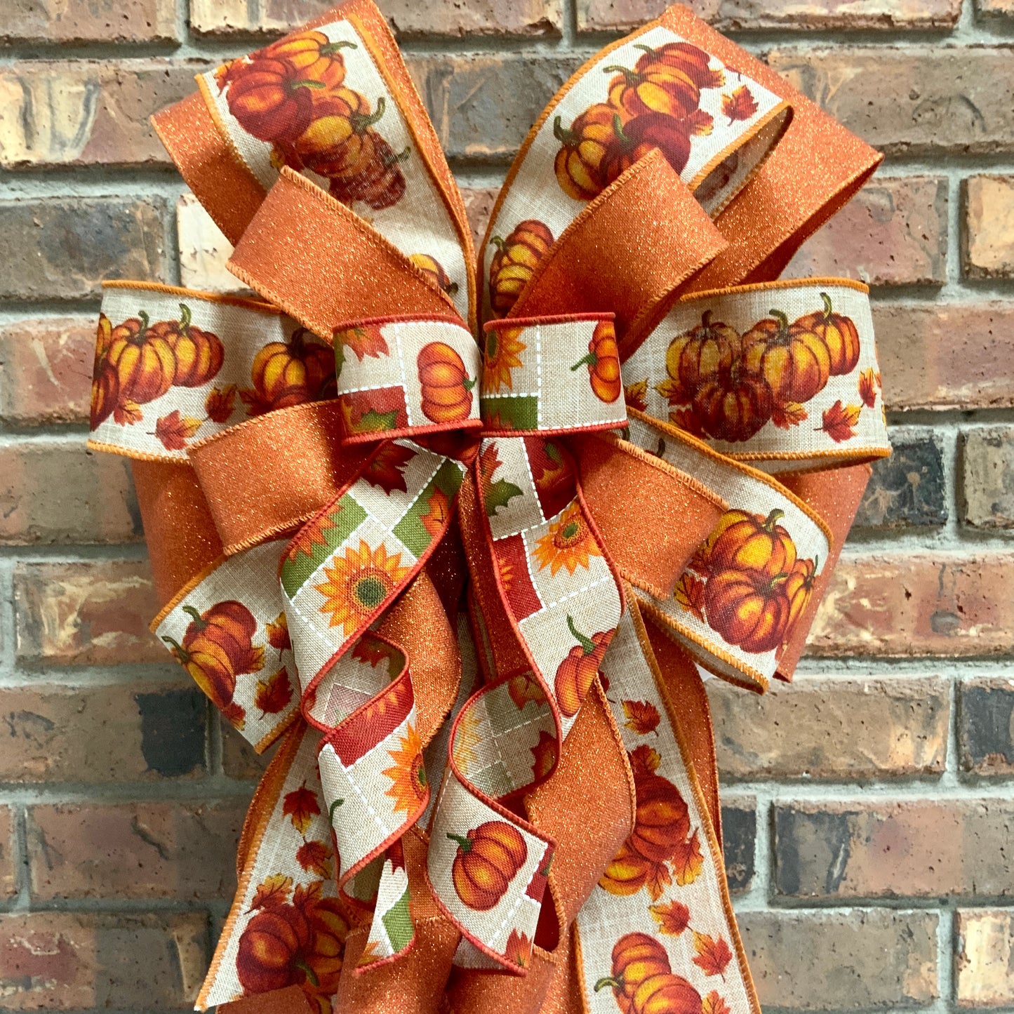 Fall Bow,  Pumpkin Bow, Fall Bow For Lantern, Fall Decor, Fall Bow For Wreaths, Sconce Bow