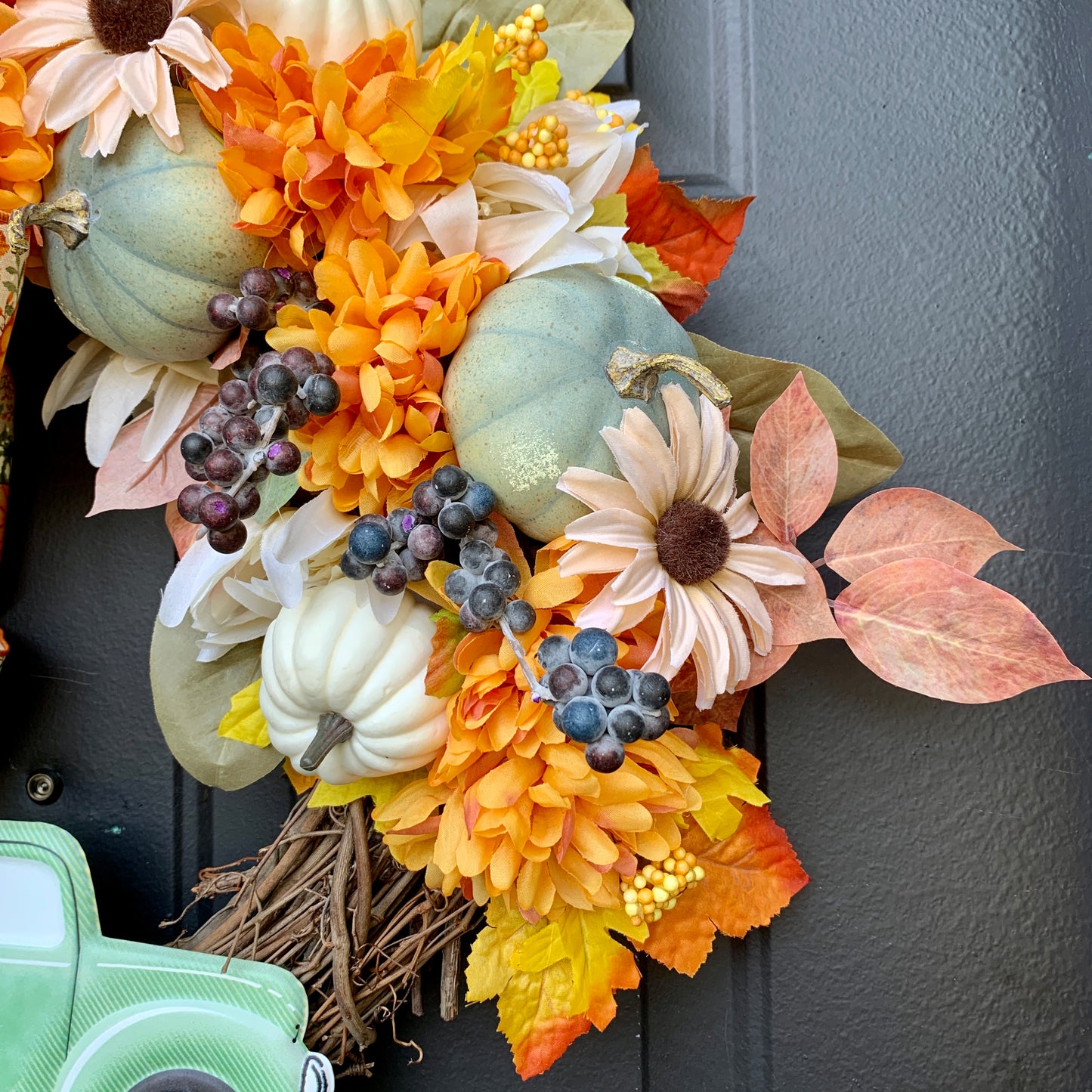 Fall Pumpkin Wreath, Fall Pumpkin Decor, Fall Truck Wreath, Fall Sunflower Wreath, Fall Pumpkin Grapevine Wreath, Fall Country Wreath