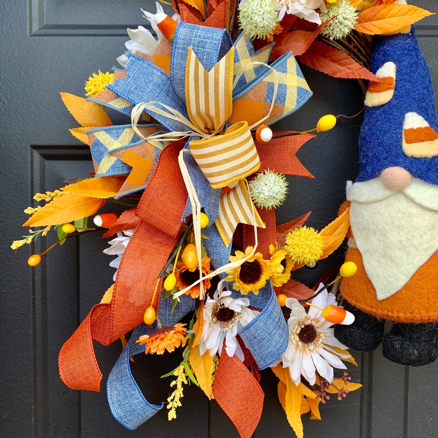 Fall Gnome Wreath, Fall Wreath With Gnome, Fall Door Hanger, Fall Wreath For Front Door