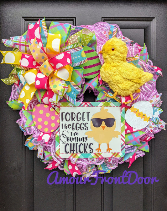 Easter Chick Wreath, Easter Egg Wreath, Large Easter Wreath