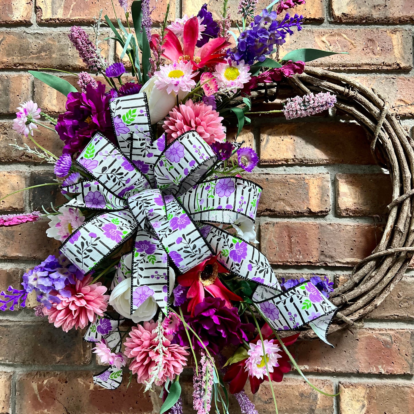 Summer Grapevine Wreath, Summer Floral Wreath, Grapevine Floral Wreath, Custom Order
