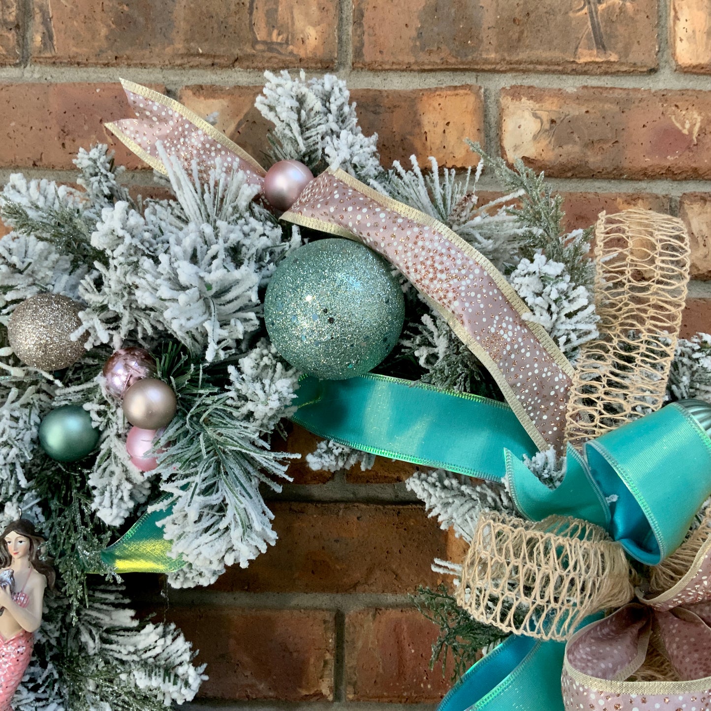 Winter Beach Wreath, Coastal Winter Wreath, Flocked Winter Wreath, Winter Wreath Not Christmas, Winter Door Hanger For Front Door