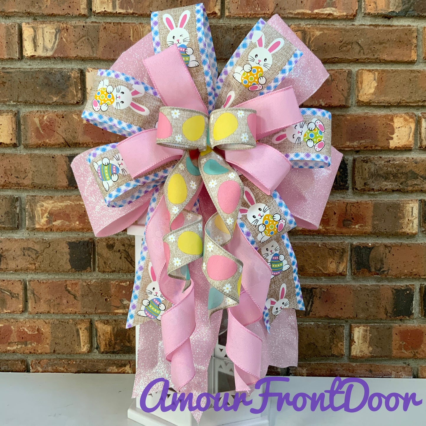 Easter Bow, Easter Rabbit Bow, Easter Bunny Bow, Easter Lantern Bow, Easter Mailbox Bow, Easter Bow For Wreath