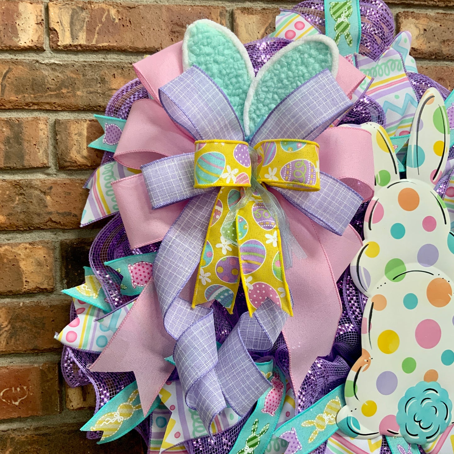 Easter Pancake Wreath, Easter Wreath For Front Door, Easter Rabbit Wreath, Easter Bunny Wreath, Easter Pastel Wreath, Spring Easter Wreath