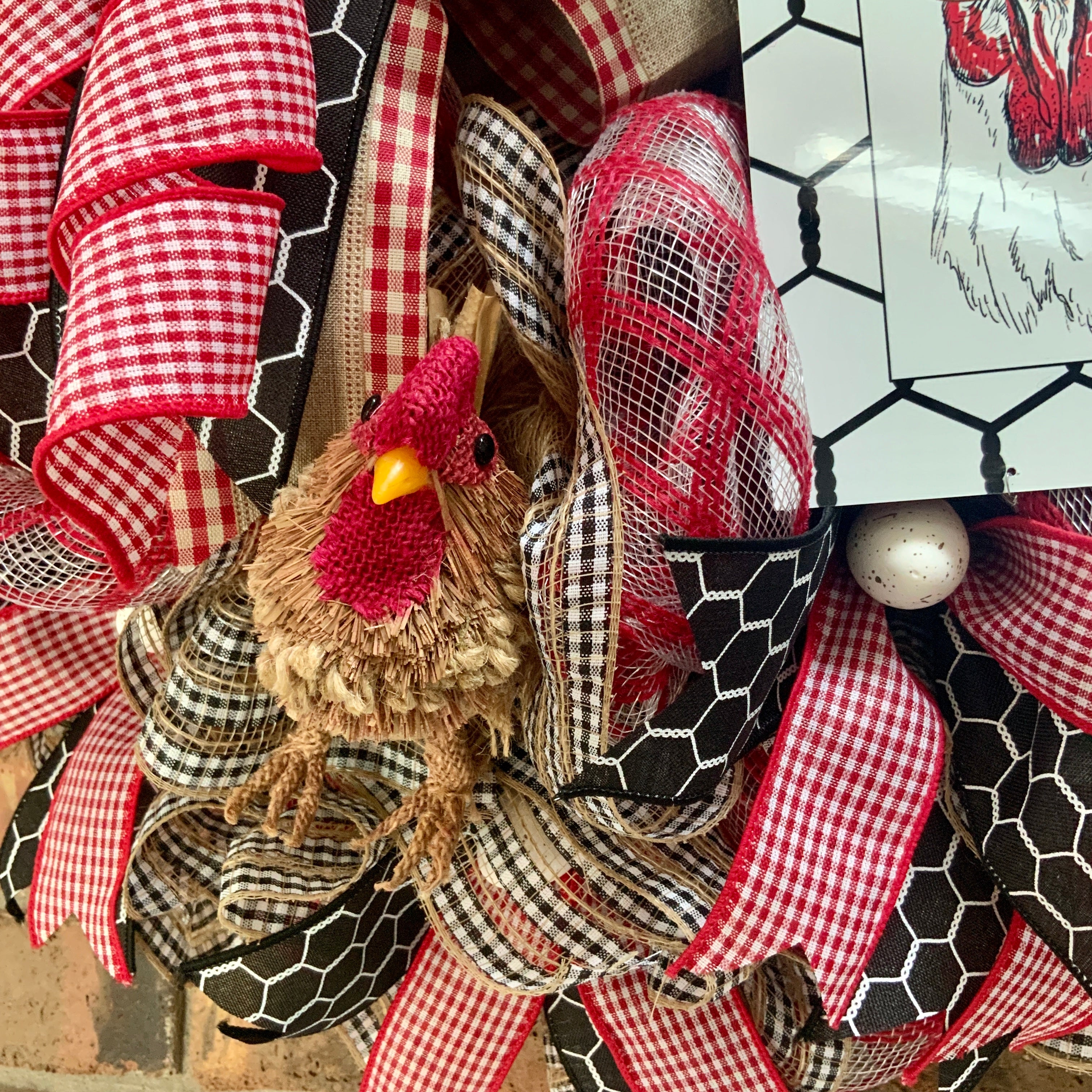 Checkered Farmhouse Chicken authentic Wreath